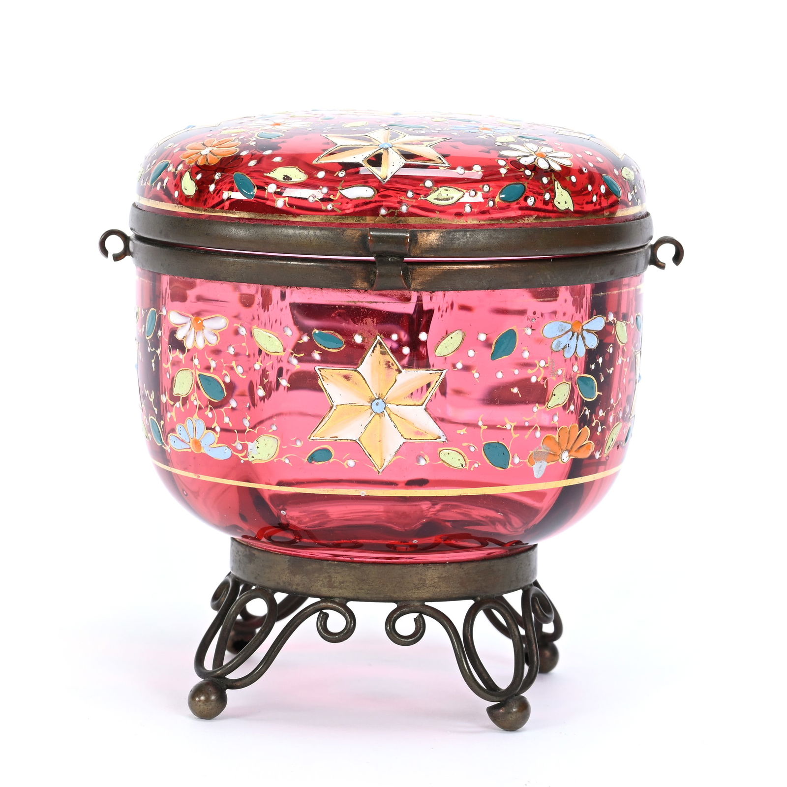 Jewel Box, Cranberry Art Glass Attributed To Moser (1 of 3)