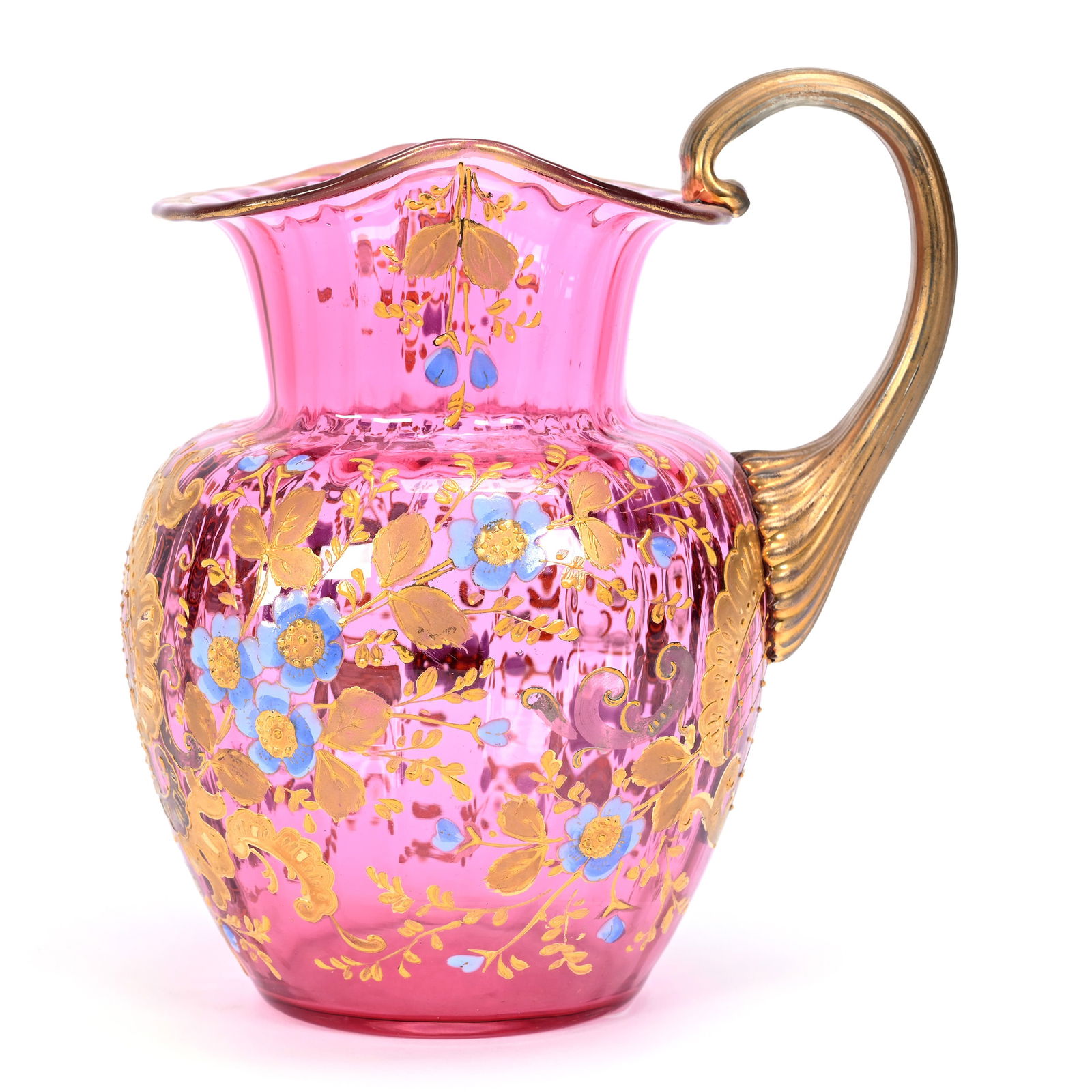 Pitcher, Cranberry Art Glass In Style Of Moser (1 of 3)