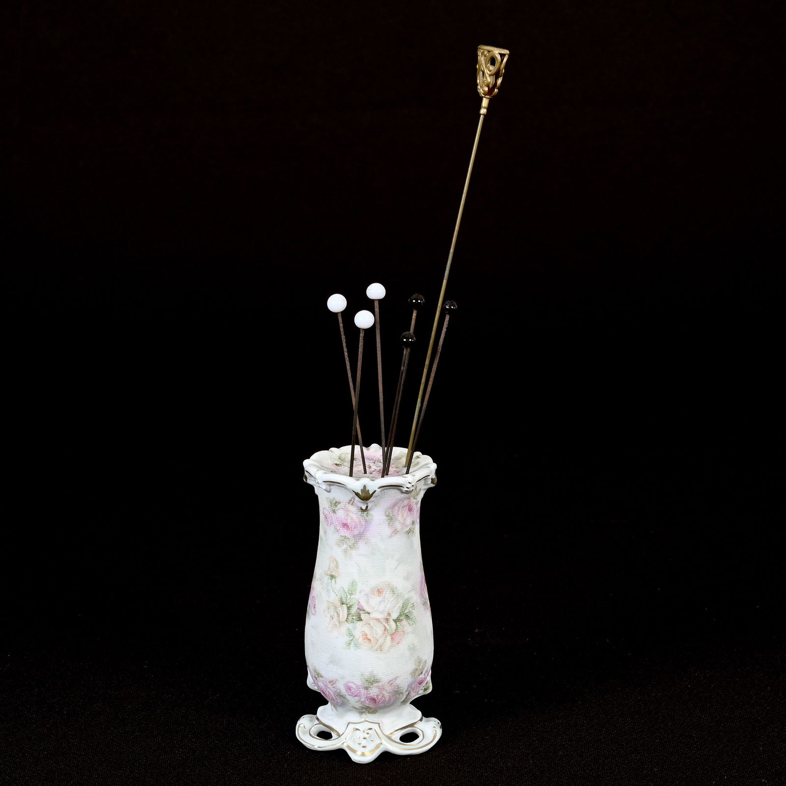 Hatpin Holder, Royal Bayreuth Blue Mark, Rose Tapestry (1 of 3)