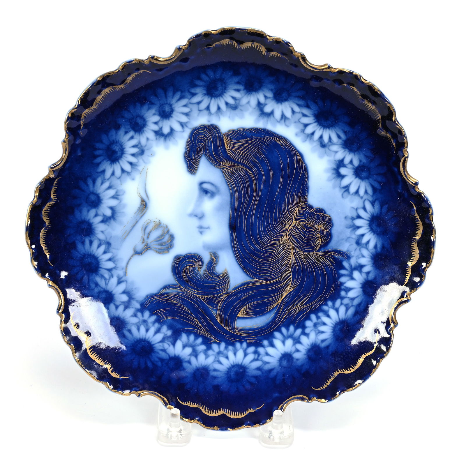 Plate Marked Bavaria, Cobalt Blue Art Decor Portrait (1 of 2)