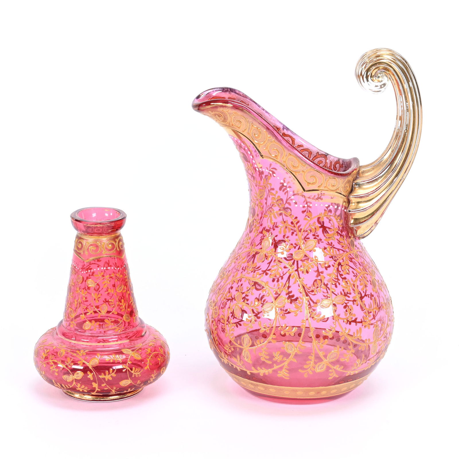 (2) Items, Moser Style Cranberry Art Glass (1 of 3)