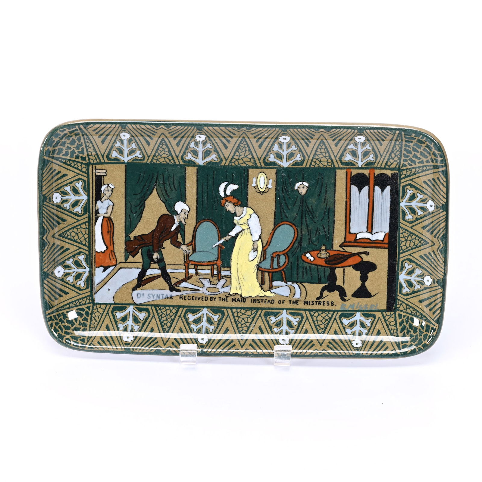 Pin Tray, Deldare Buffalo Pottery Emerald 1911 (1 of 3)