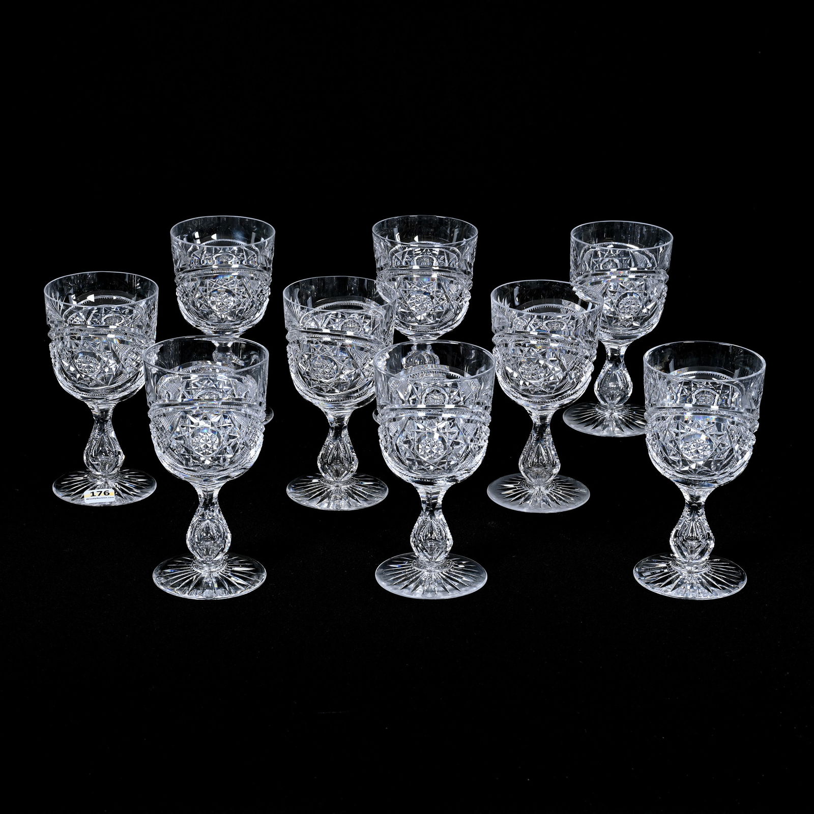 (9) Goblets, American Brilliant Cut Glass (1 of 3)