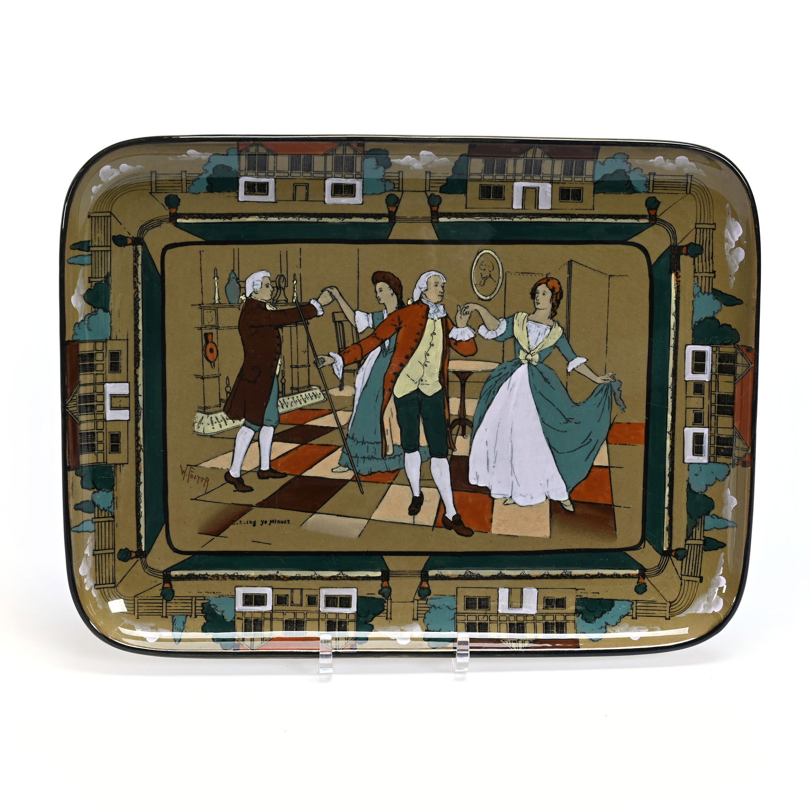 Dresser Tray, Deldare Buffalo Pottery Dated 1909 (1 of 3)