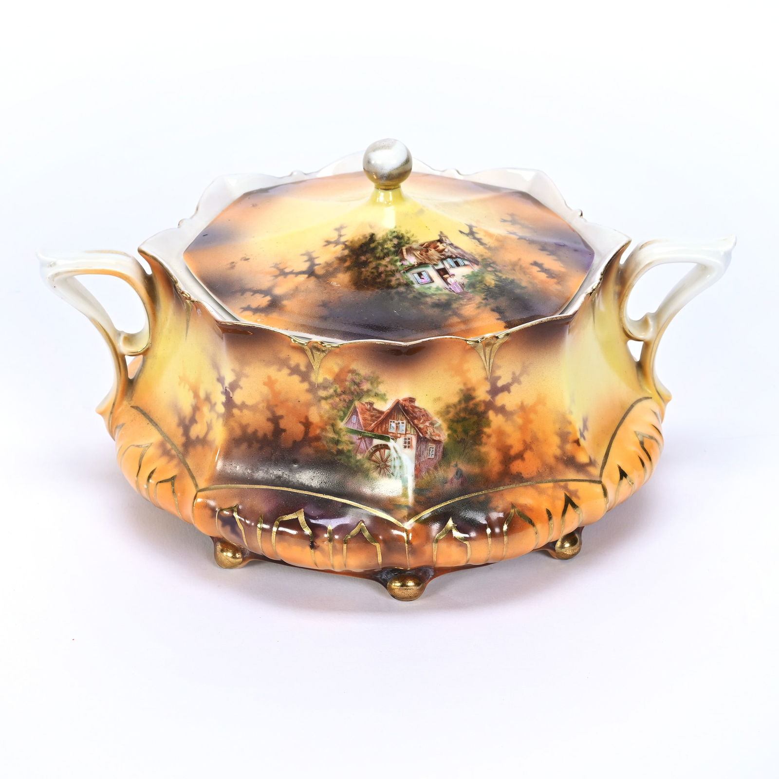 Cracker Jar Marked R.S. Prussia, Cottage & Mill Decor (1 of 3)