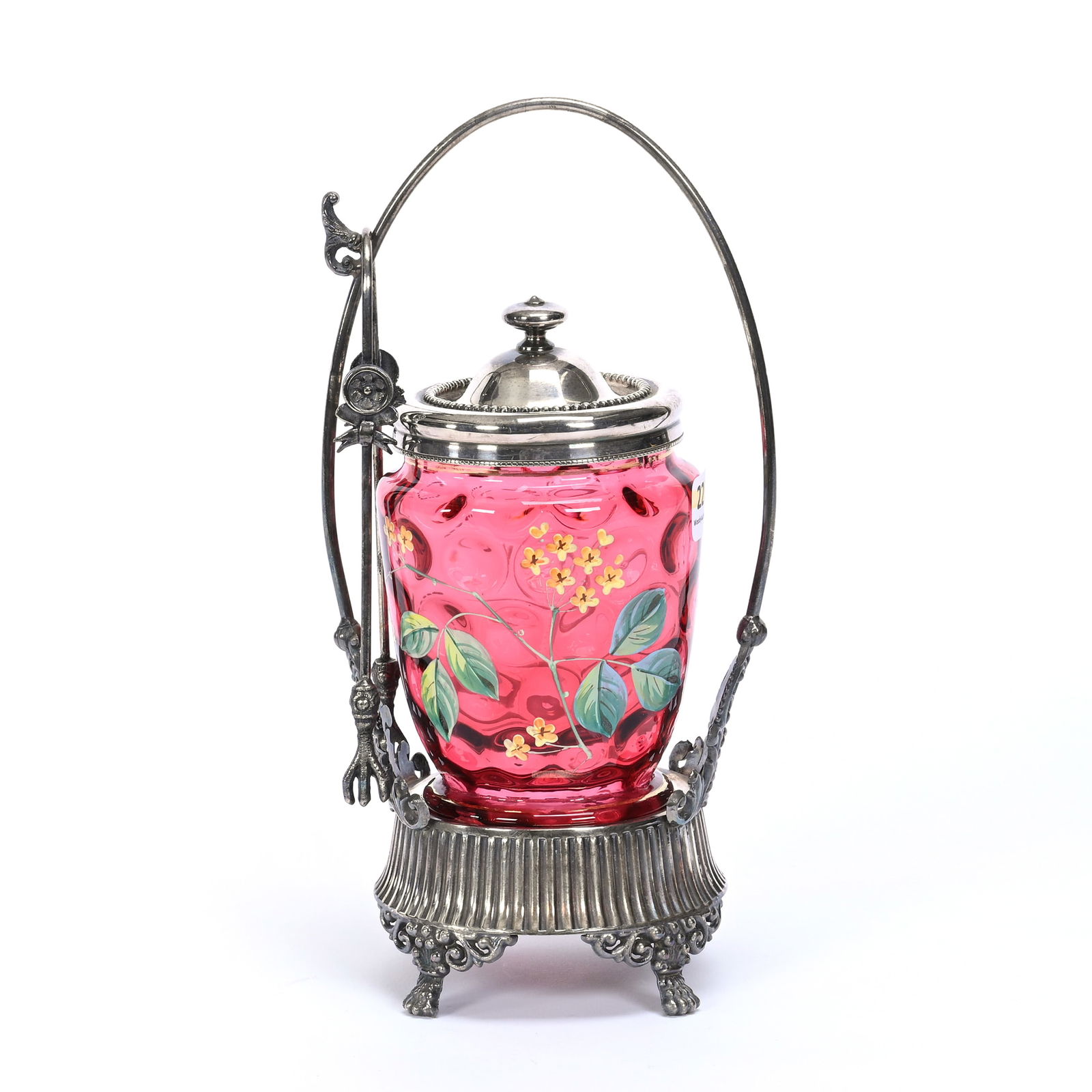 Victorian Pickle Castor, Cranberry Coinspot Insert (1 of 4)