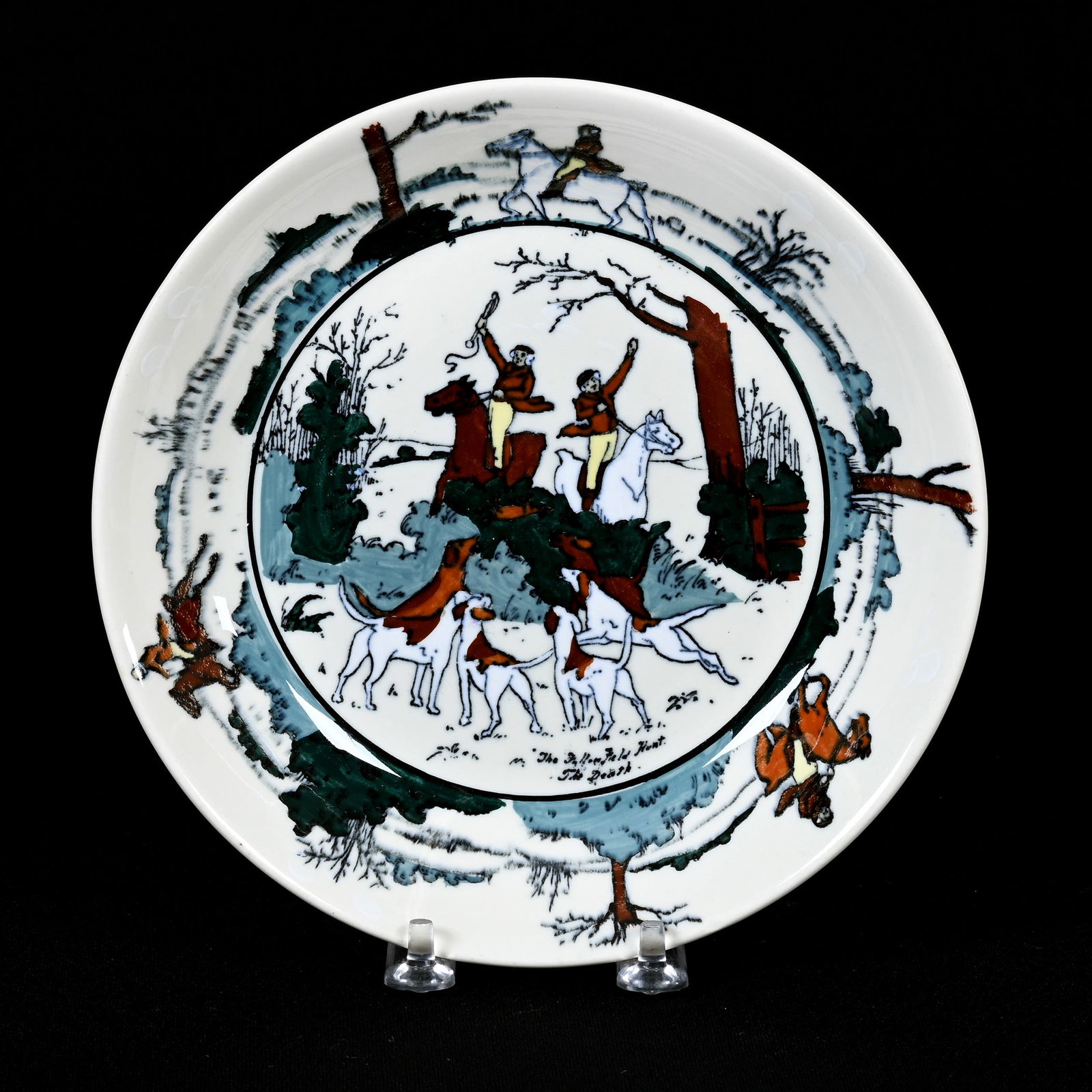 Shallow Bowl, Deldare Buffalo Pottery Ivory: Shallow Bowl, Deldare Buffalo Pottery Ivory, 7.5", "The Fallowfield Hunt, The Death", Estate Of Jerry House.