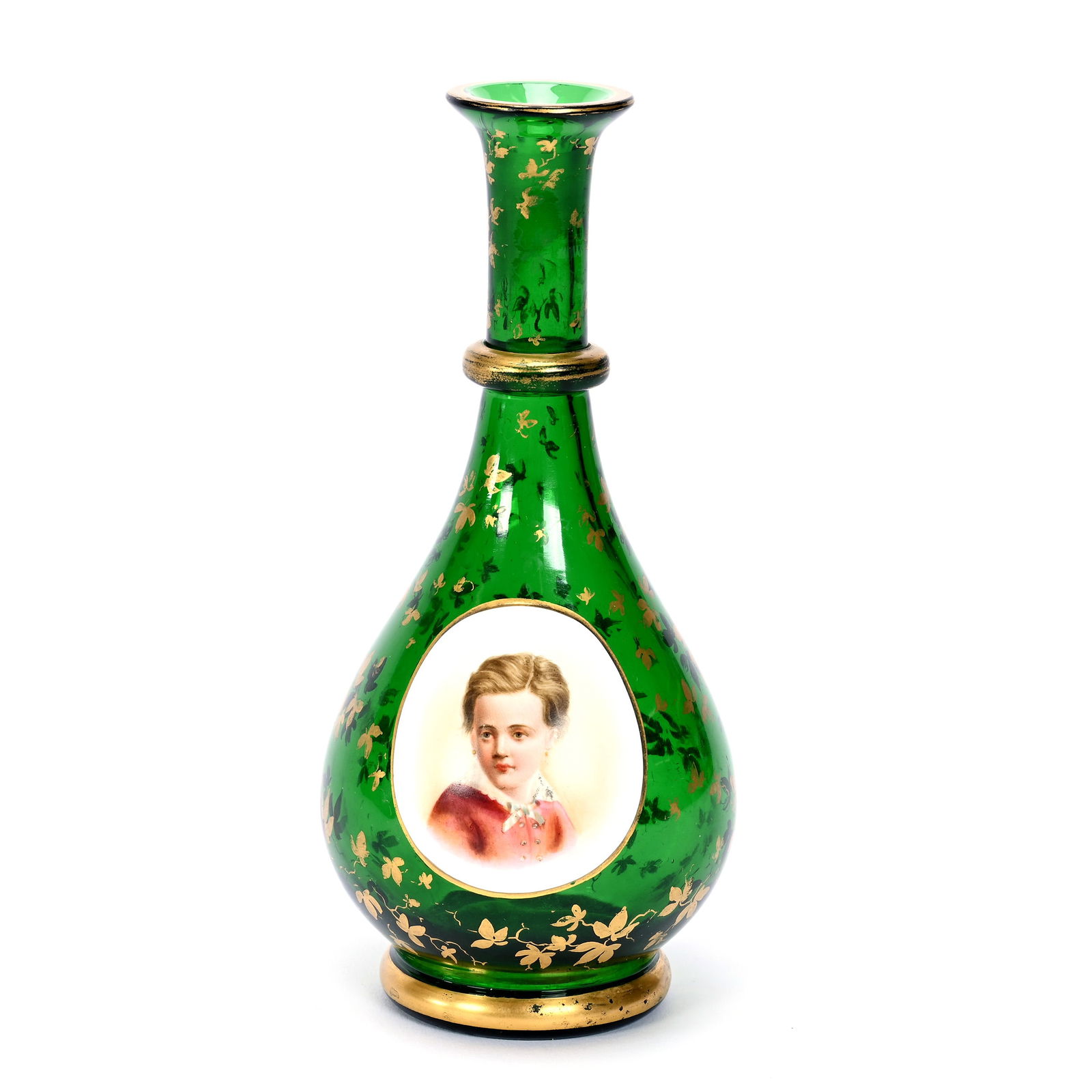 Vase, Bohemian Emerald Green Art Glass (1 of 3)