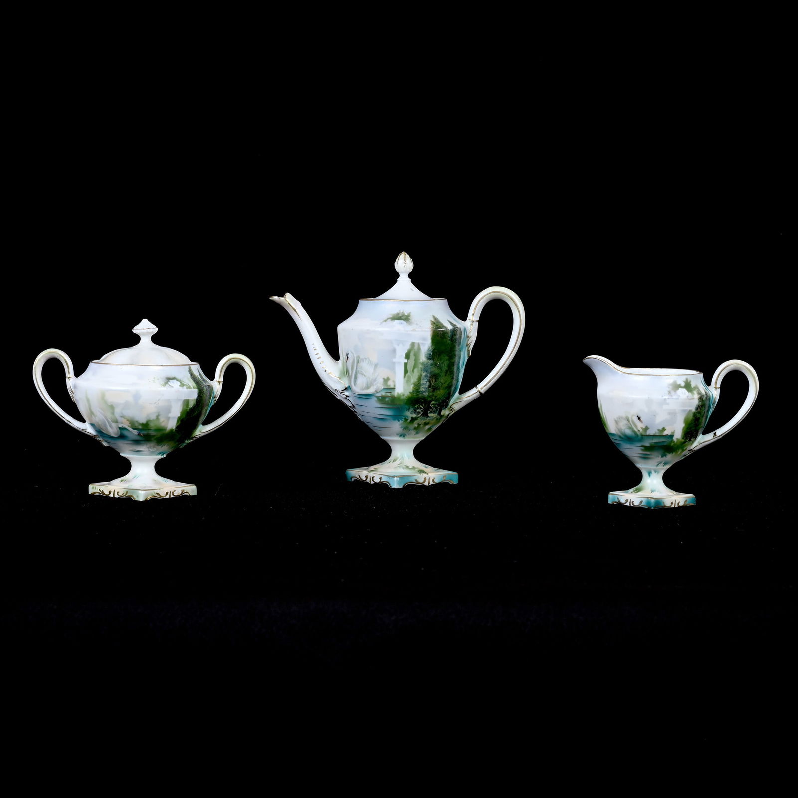 Tea Set Marked R.S. Prussia, Pedestal, Three Piece (1 of 4)
