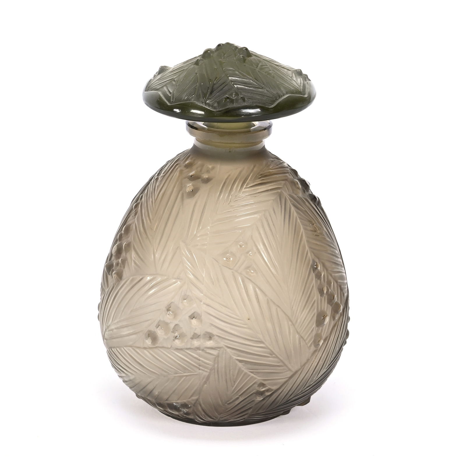 Perfume Bottle, Solid Smoke Art Glass Signed Sabino (1 of 6)