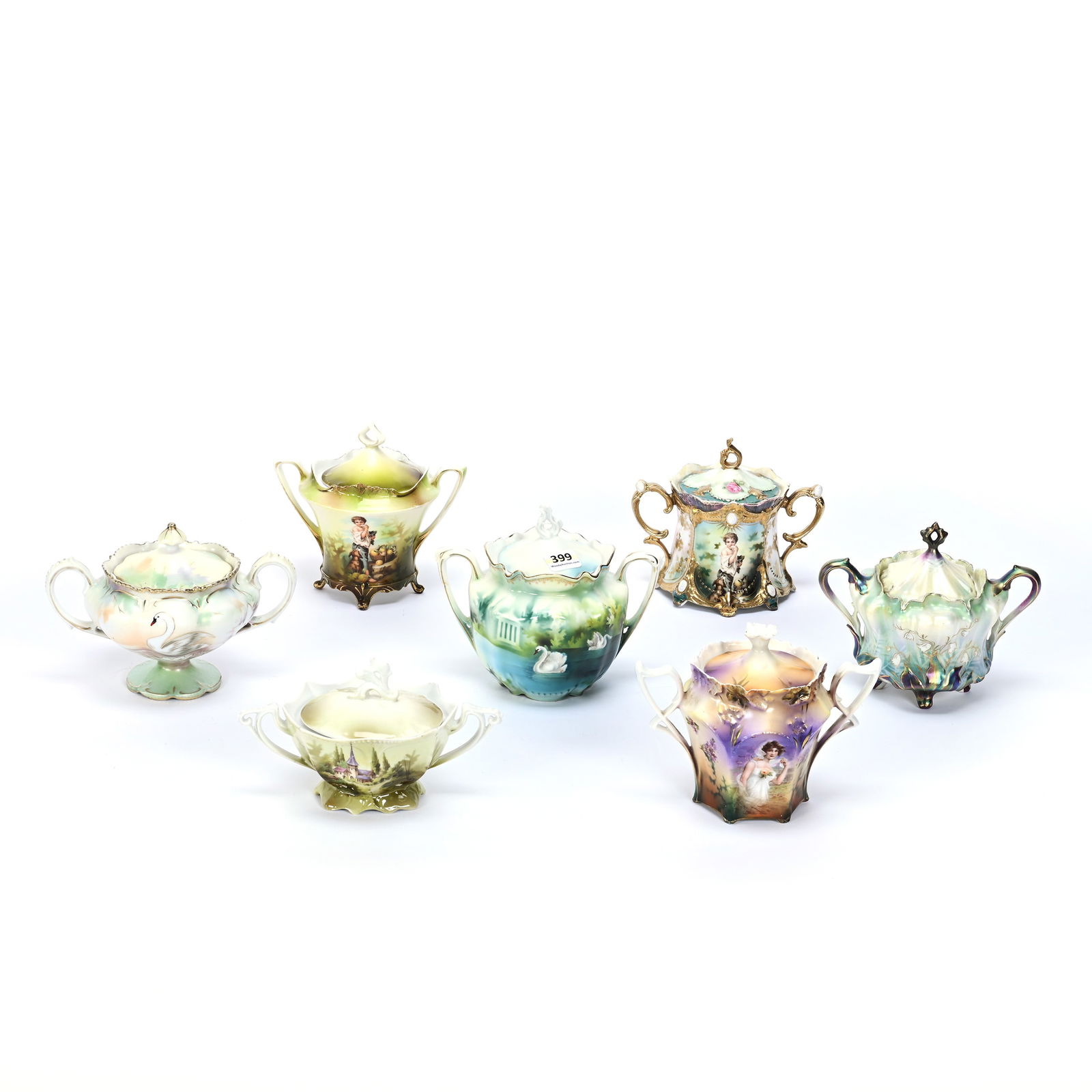 (7) Sugar Bowls, Five Marked R.S. Prussia (1 of 7)