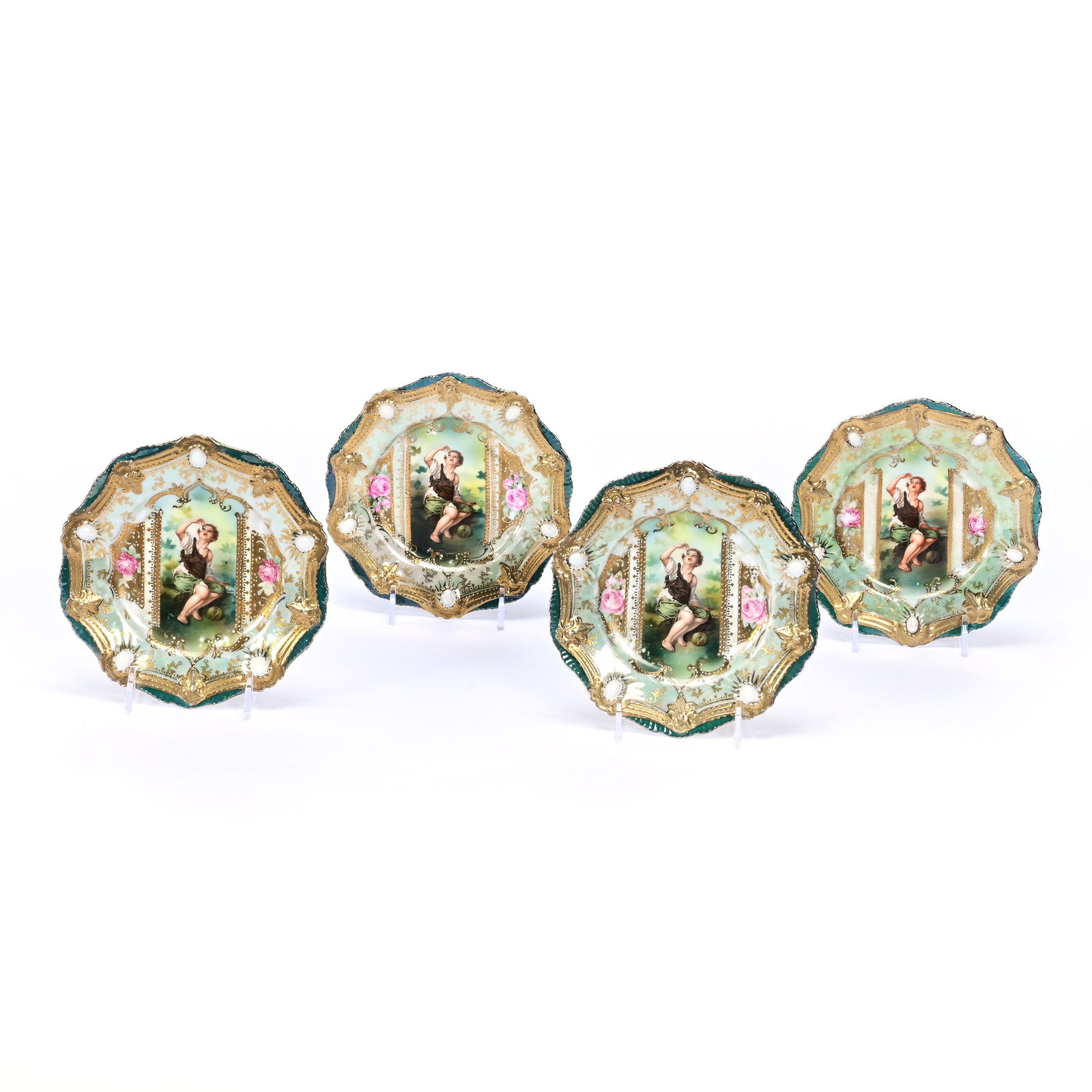 (4) Plates Marked R.S. Prussia, Melon Eaters (1 of 2)