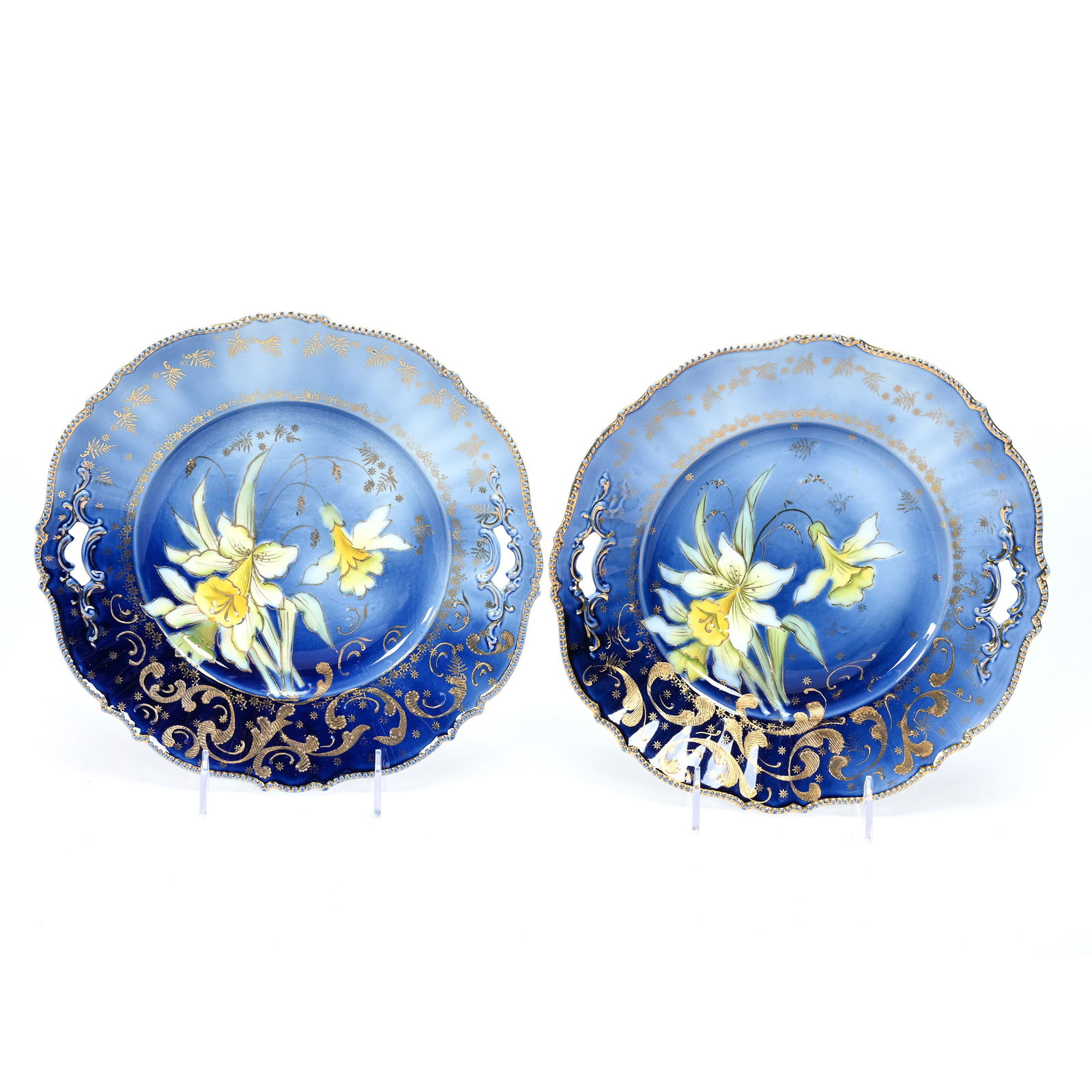 (2) Cake Plates, Unmarked R.S. Prussia, Mold #343 (1 of 2)