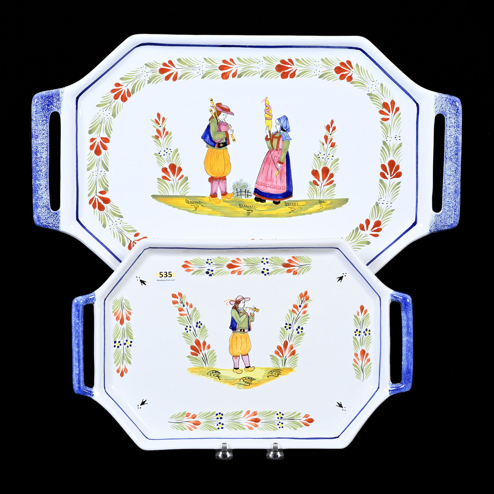 (2) Trays Marked H.B. Henriot Quimper France (1 of 3)