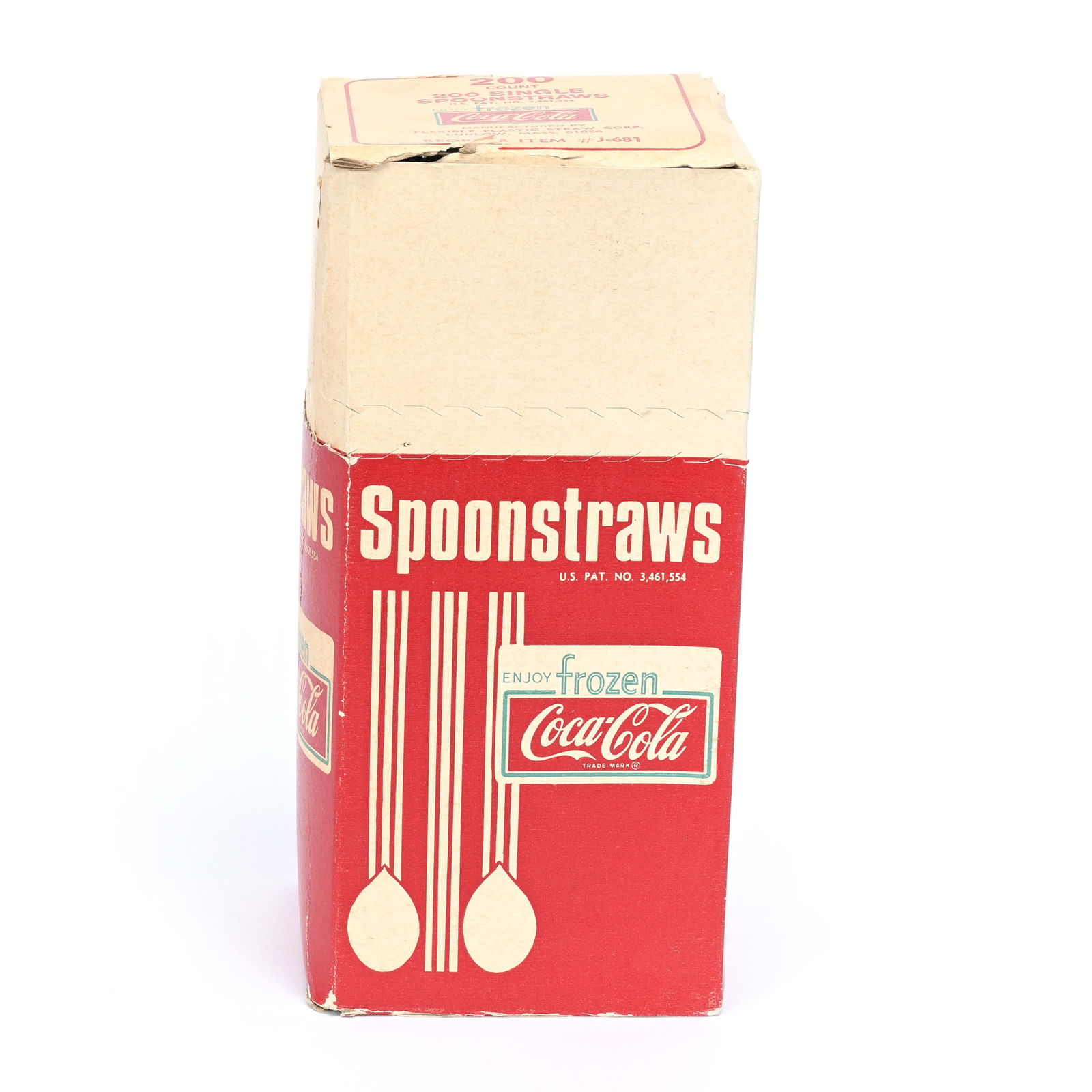 "Frozen" Coca-Cola Box Of Spoon Straws, Original, Ca 1970's (1 of 2)