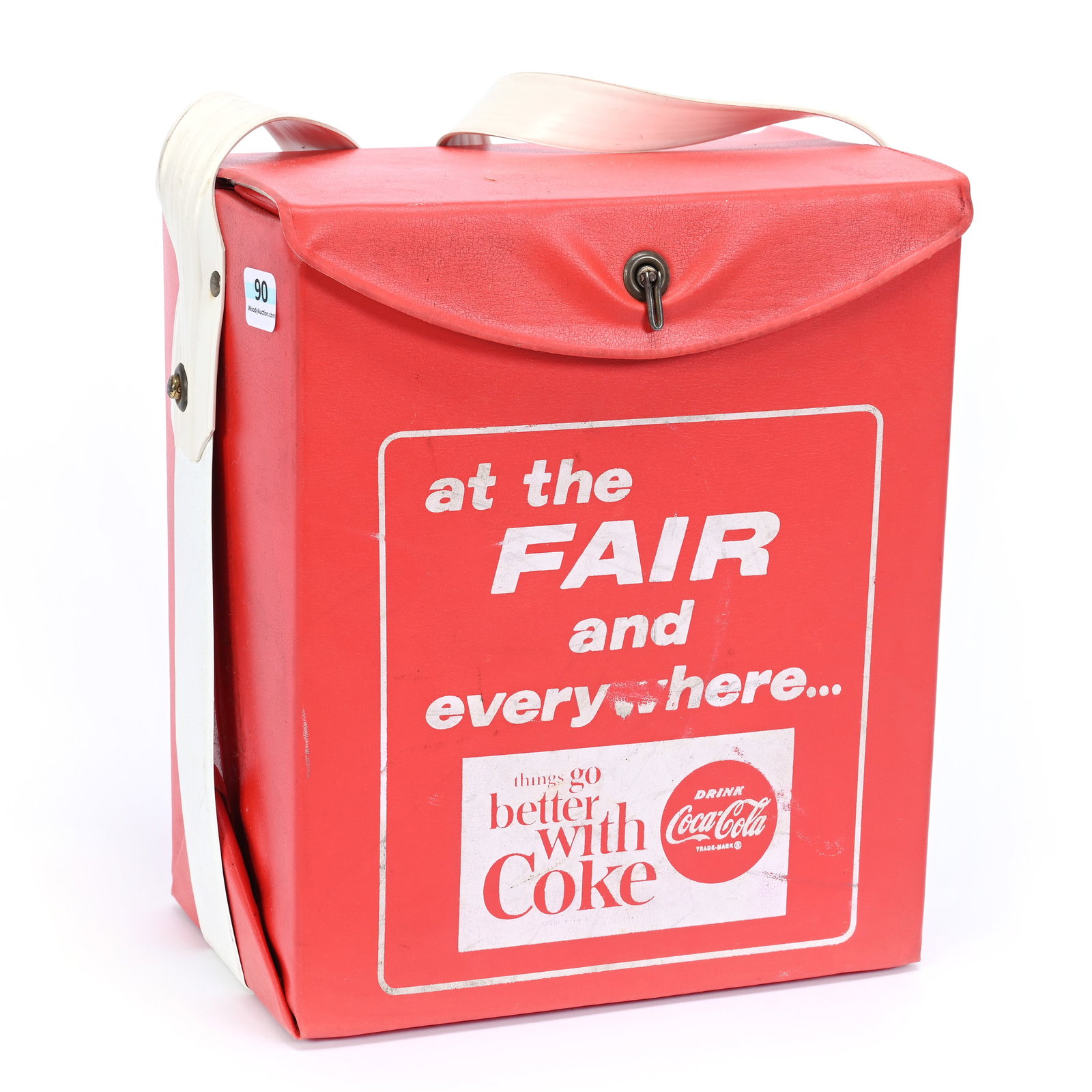 Coca-Cola Red Square Cooler, At The Fair, Circa 1968: Coca-Cola Red Square Cooler, At The Fair-TGBWC, Circa 1968, 10.25" x 9" x 6", 1968 World's Fair, Kansas Private Collection. UPDATED 5-23-24: Additional Information Added.