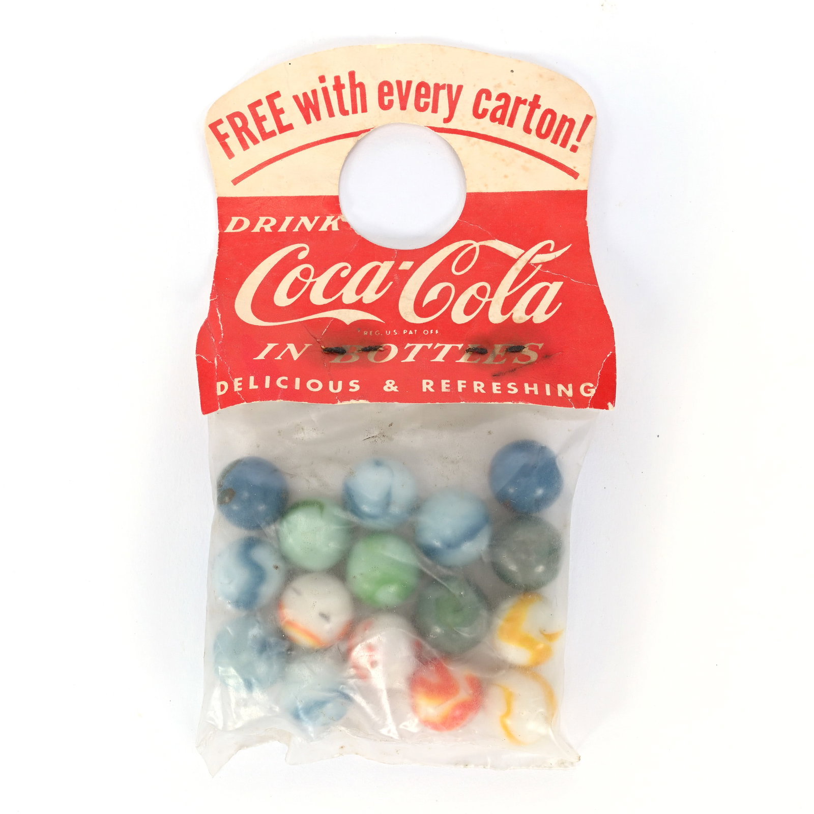 Coca-Cola Sealed Bag Of 16 Marbles: Coca-Cola Sealed Bag Of 16 Marbles, "Free With Every Carton", Kansas Private Collection.