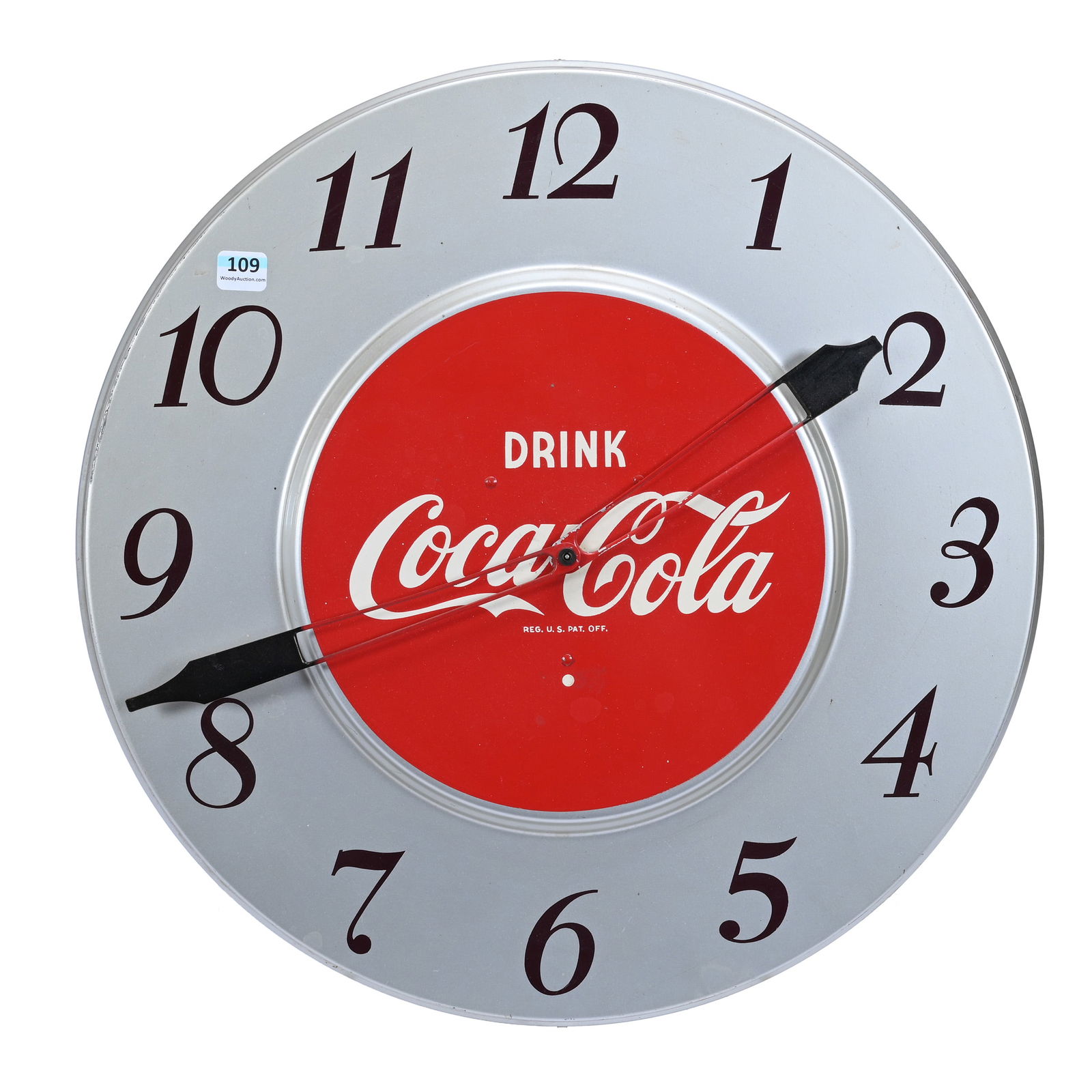 Coca-Cola Wall Clock, Silver Border, Circa 1950s (1 of 2)