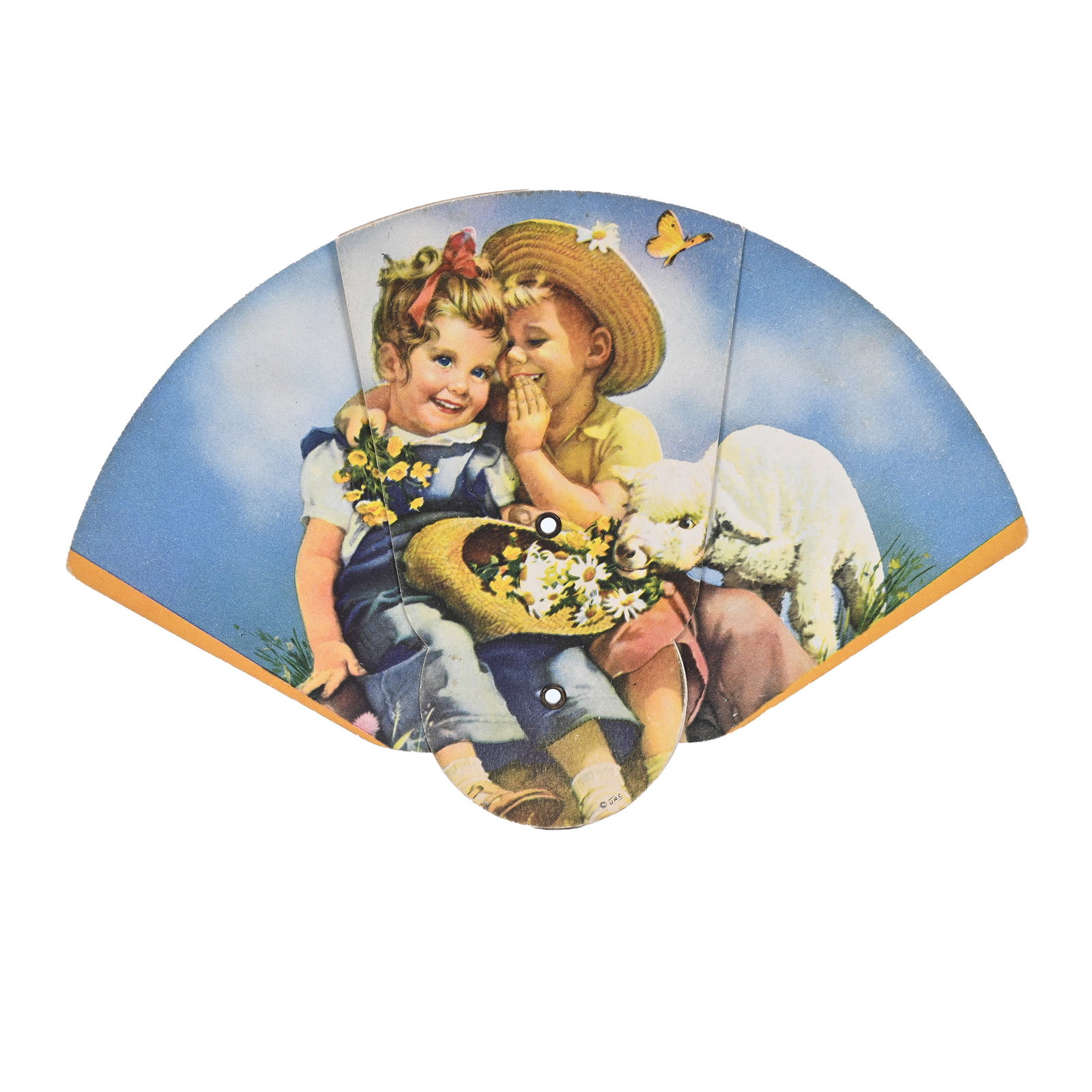 Coca-Cola Tri-Fold Fan, Boy & Girl, Circa 1930's: Coca-Cola Tri-Fold Fan, Boy & Girl, Circa 1930's, 7" x 10.5", Kansas Private Collection.