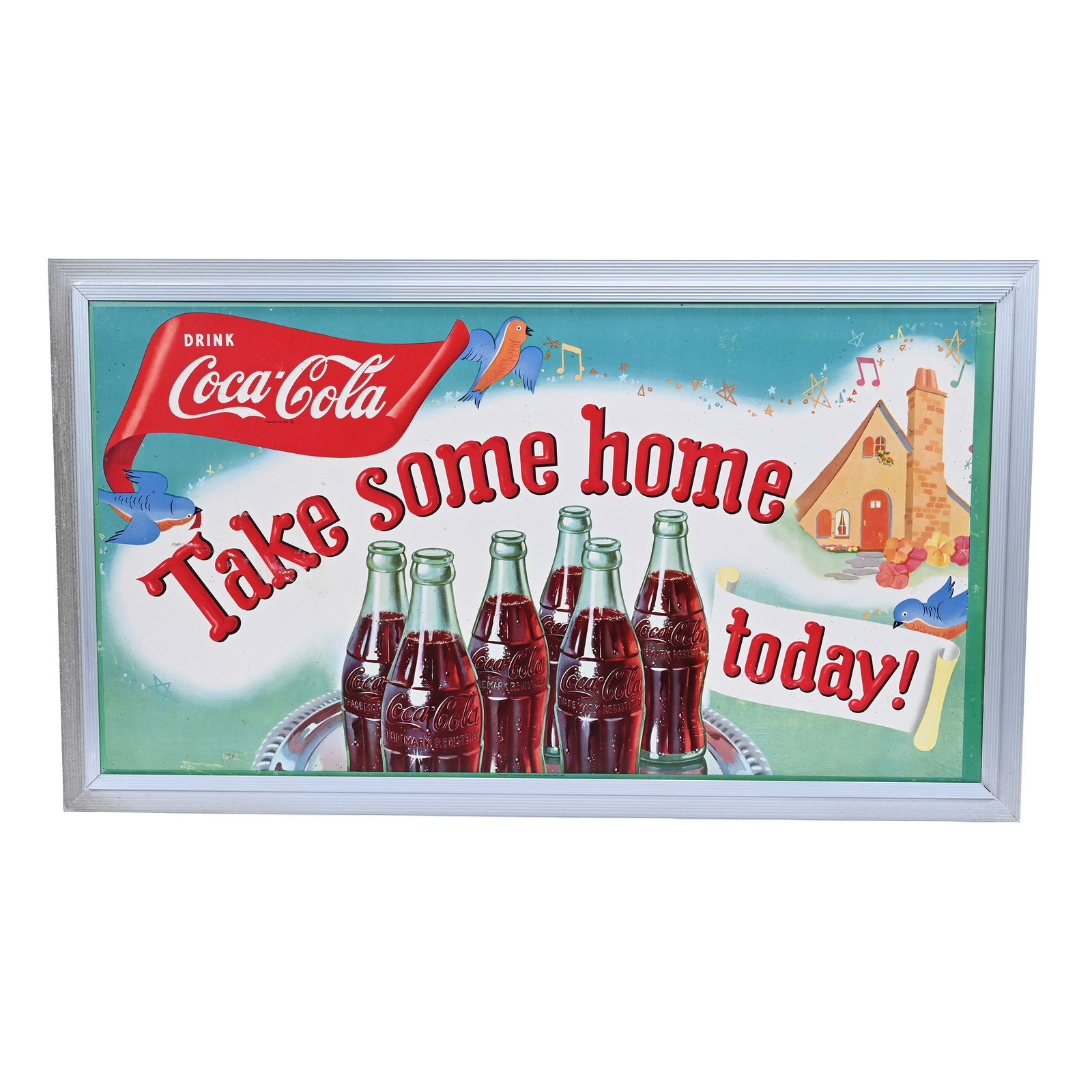 Coca-Cola Cardboard Sign In Metal Frame, 1951 (1 of 2)