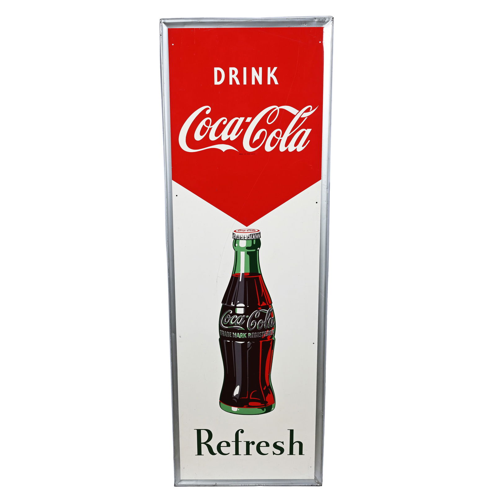 Coca-Cola Metal Sign, Arrow Self-Framed, 1950's (1 of 2)