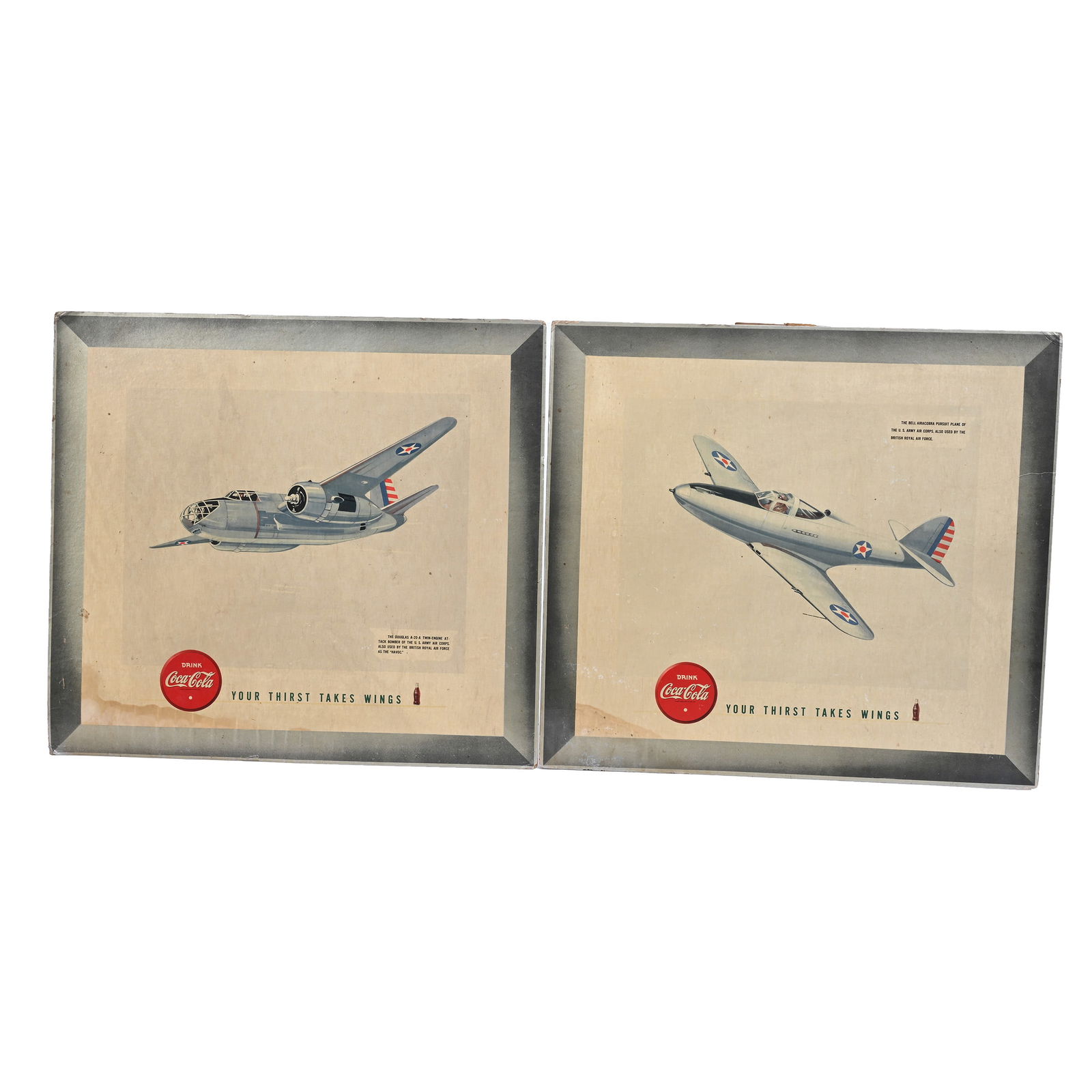 (5) Coca-Cola WWII Airplane Cardboard Hangers From Set #1, Large (1 of 3)