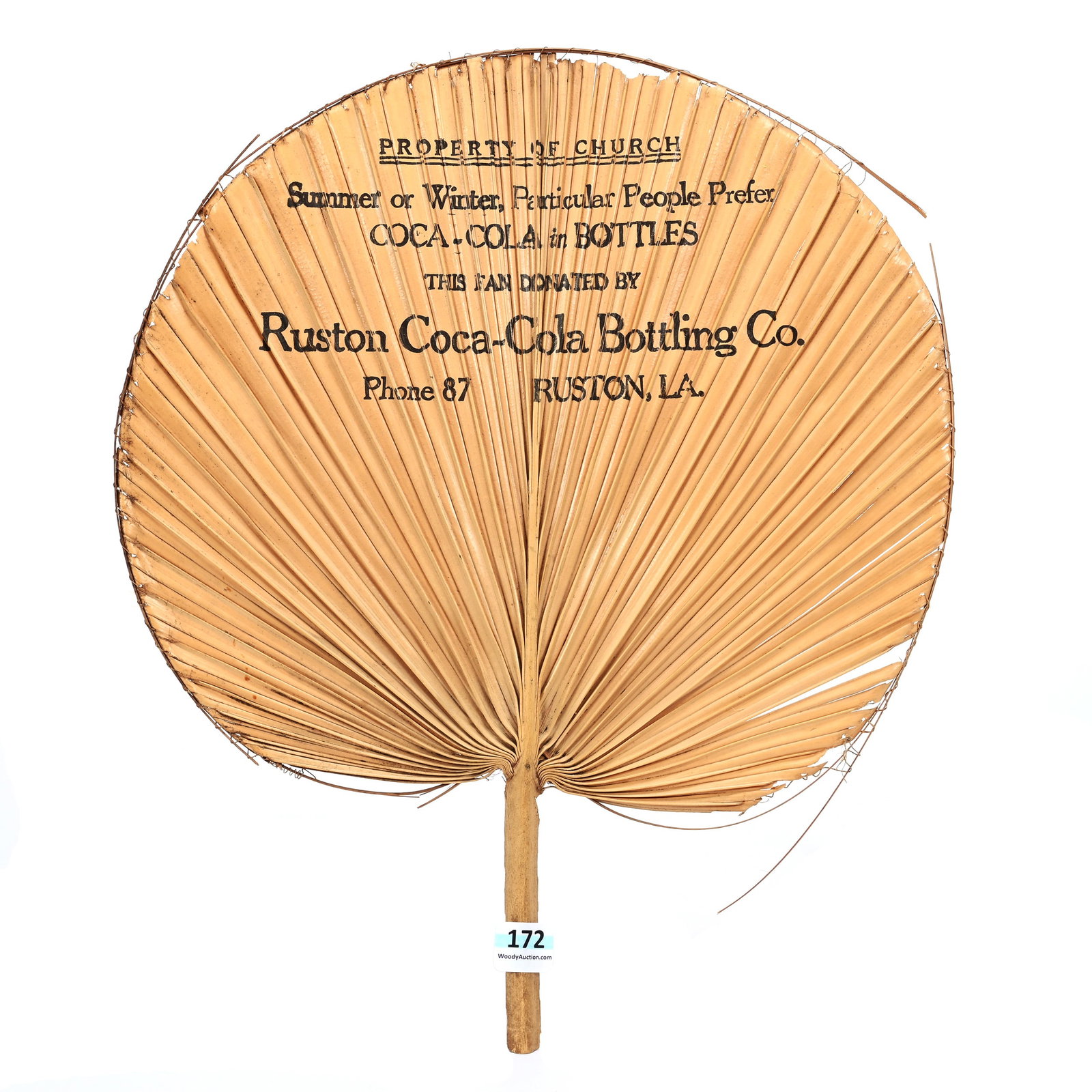 Coca-Cola Bamboo Fan, Circa 1920-1930's: Coca-Cola Bamboo Fan, Circa 1920-1930's, 14.5" x 12", Kansas Private Collection.