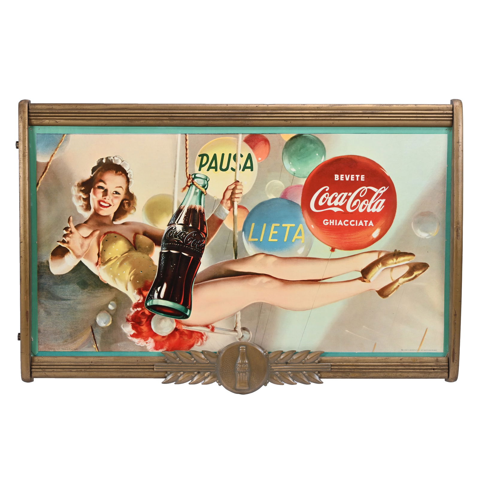 Coca-Cola Framed Italian Poster, Old Coca-Cola Original Frame (1 of 5)