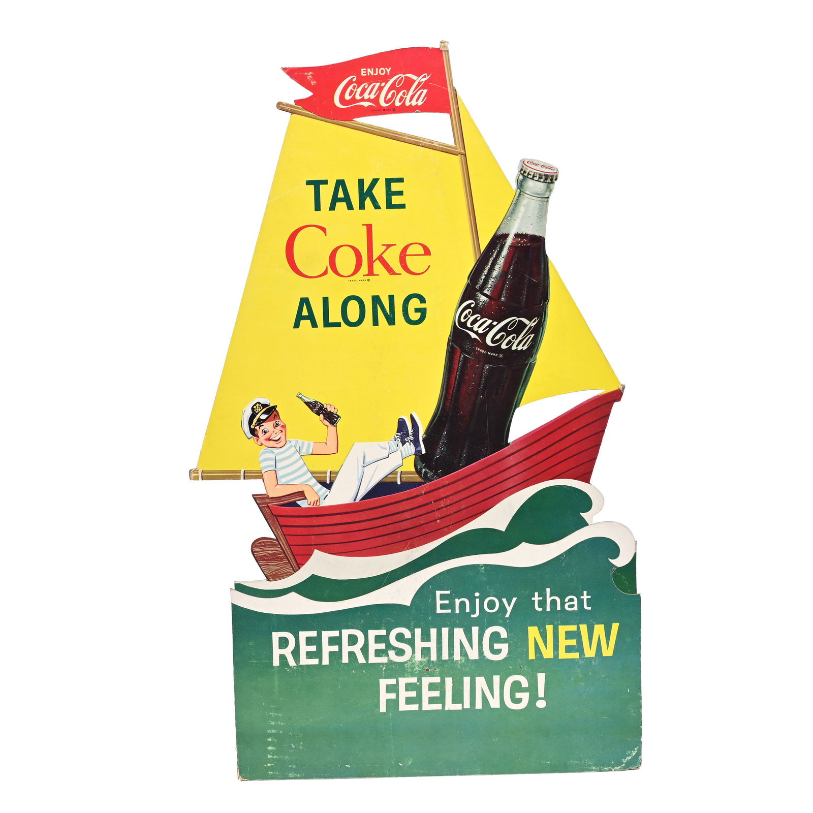 Coca-Cola 3-D Die-Cut Cardboard, Sailboat, Circa 1950's (1 of 2)