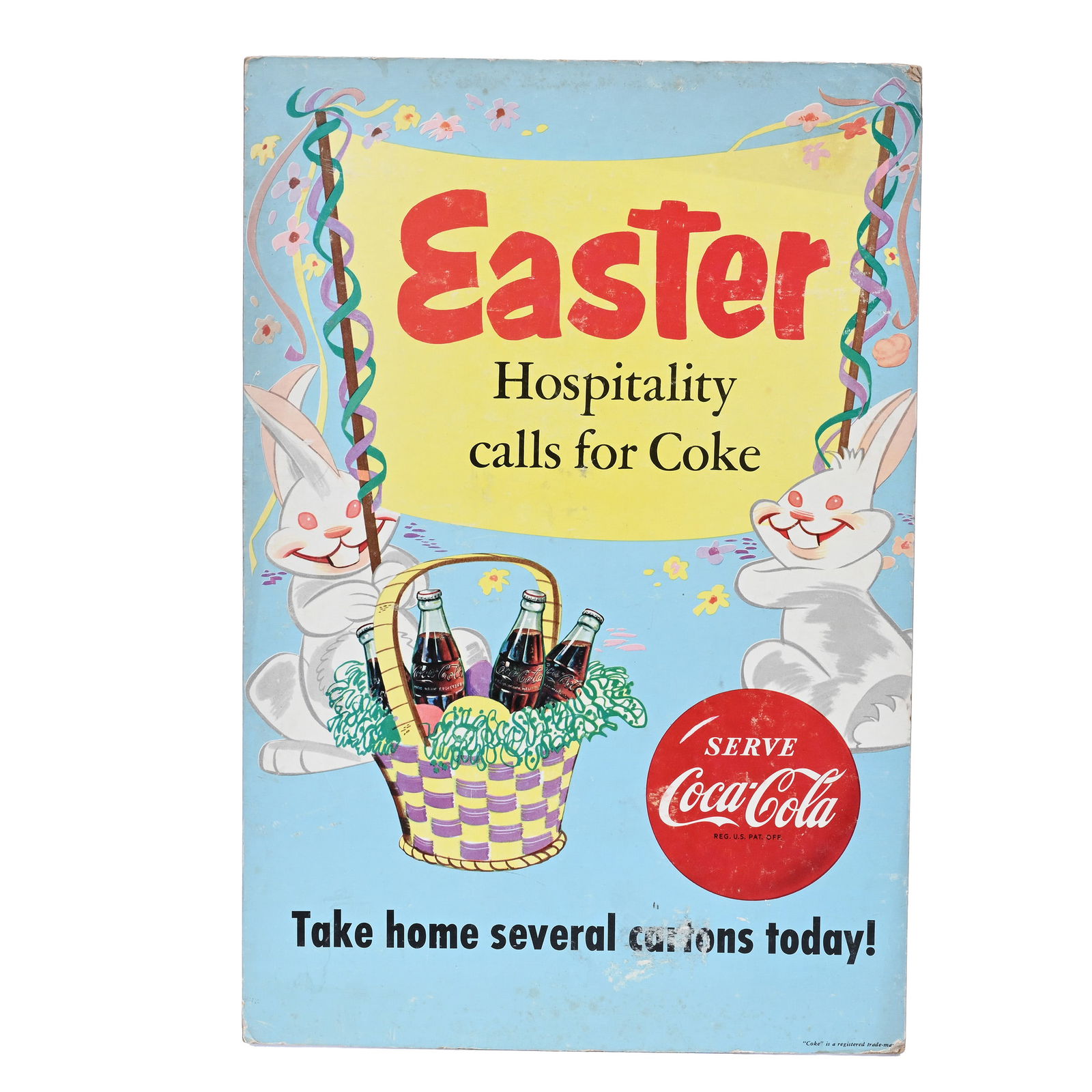 Coca-Cola Die-Cut Cardboard Sign, Easter, 1950-60's (1 of 2)