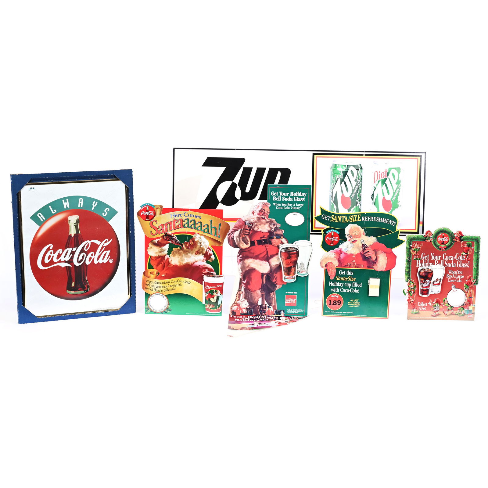 Coca-Cola And 7Up (4) Two-Sided Die-Cut Signs, Circa 1996 (1 of 6)
