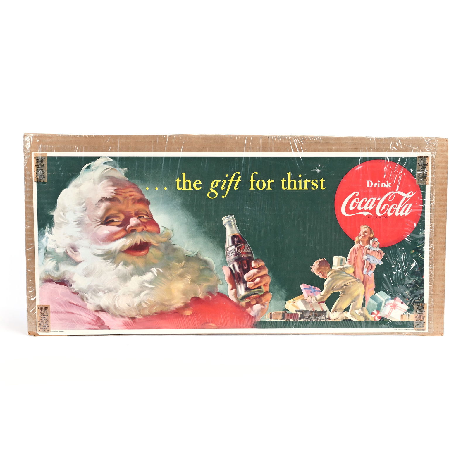 Coca-Cola Cardboard Sign, 1952, Santa & Kids (1 of 2)