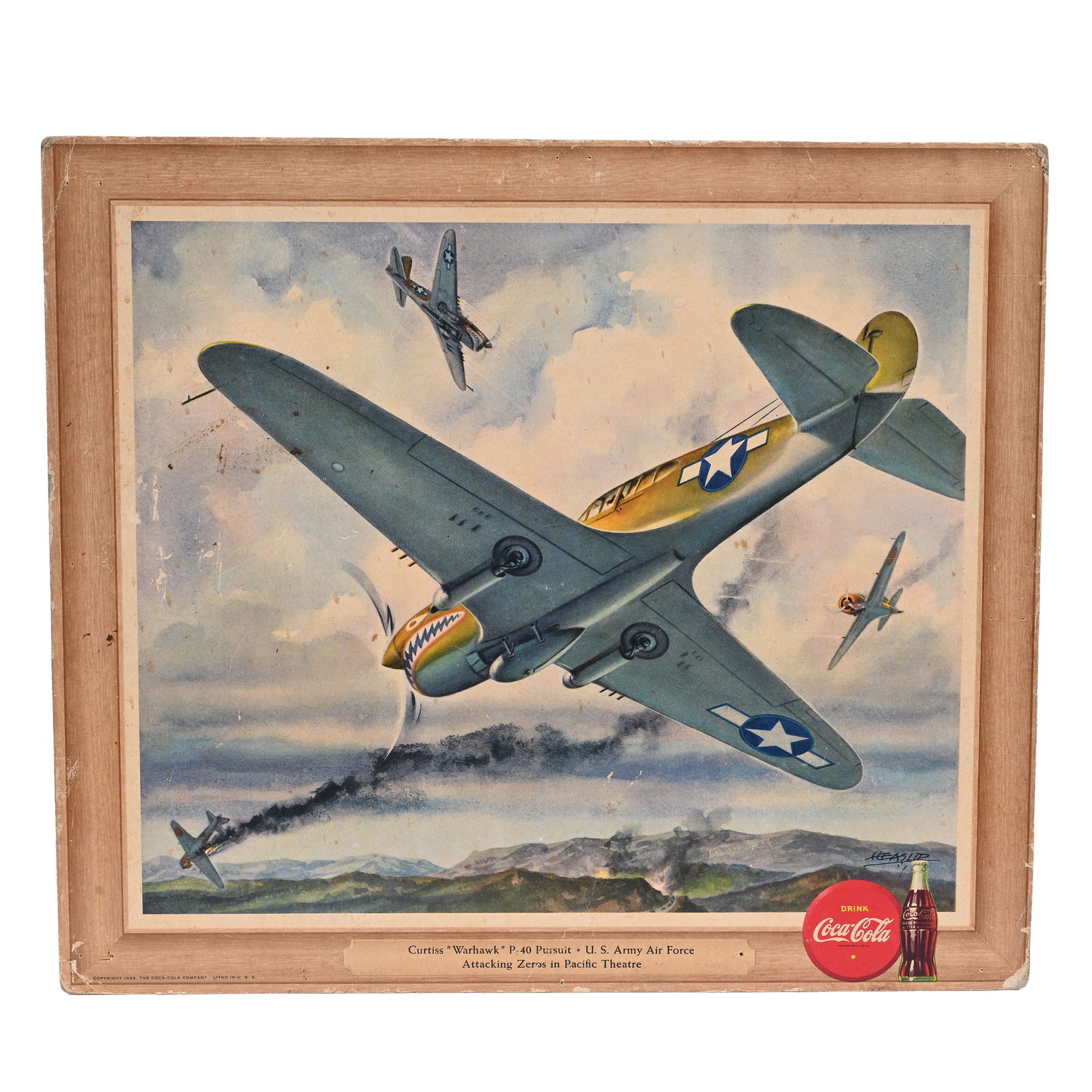 Coca-Cola 1944 WWII Cardboard Hanger, War Plane (1 of 2)