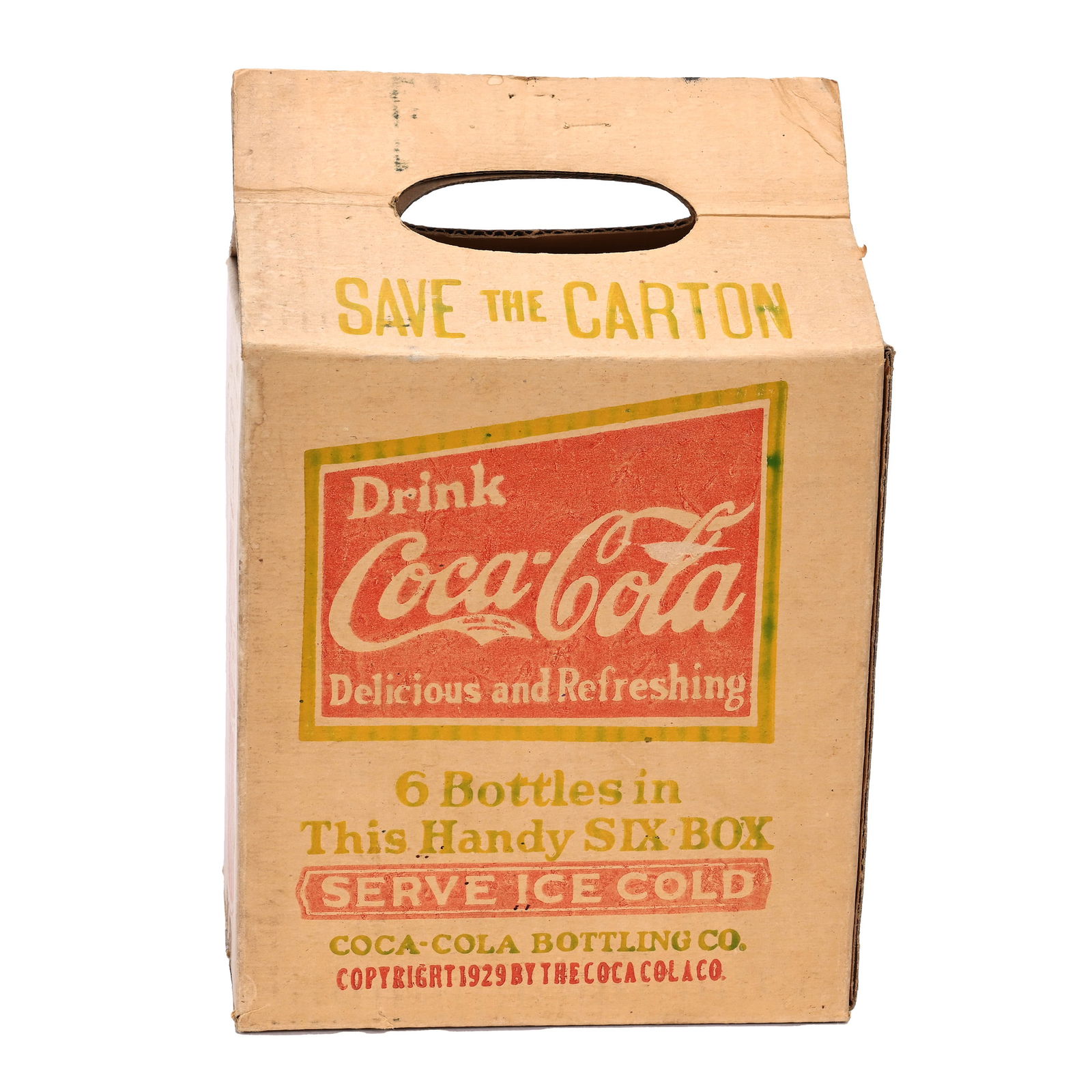 Coca-Cola Cardboard Carrier, Six Pack, 1920's (1 of 2)