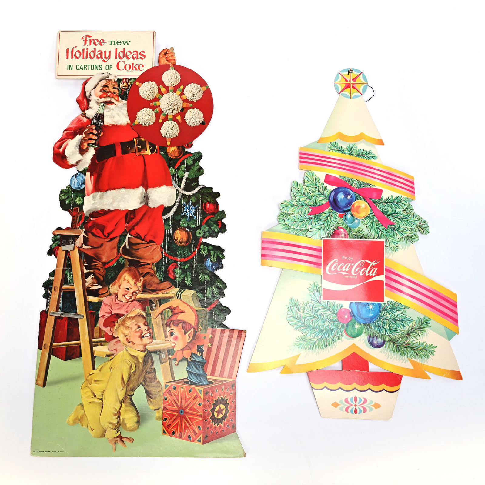 (2) Coca-Cola Cardboard Die-Cut Christmas Signs (1 of 2)