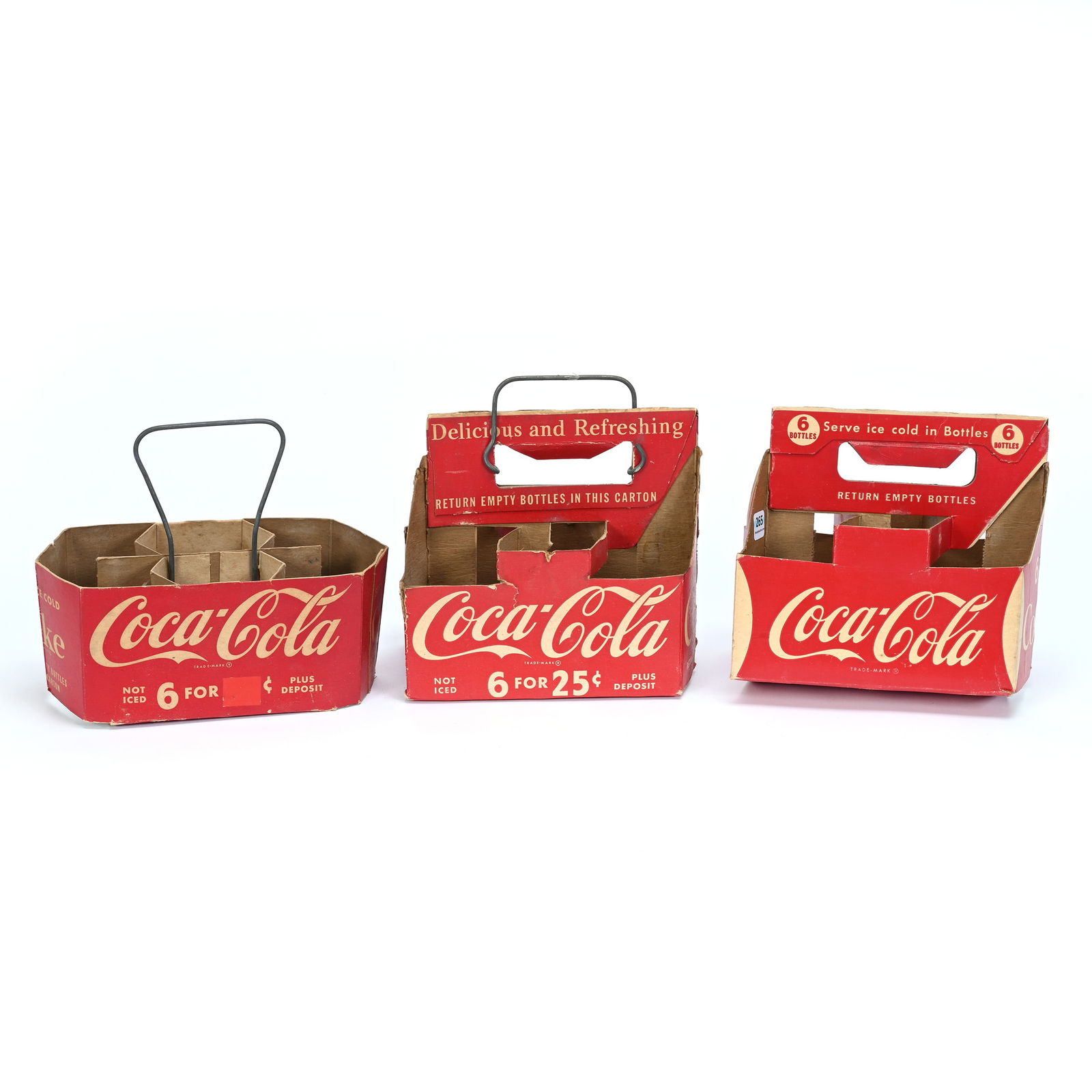 (3) Coca-Cola Six-Pack Cardboard Carriers, 1950's (1 of 2)