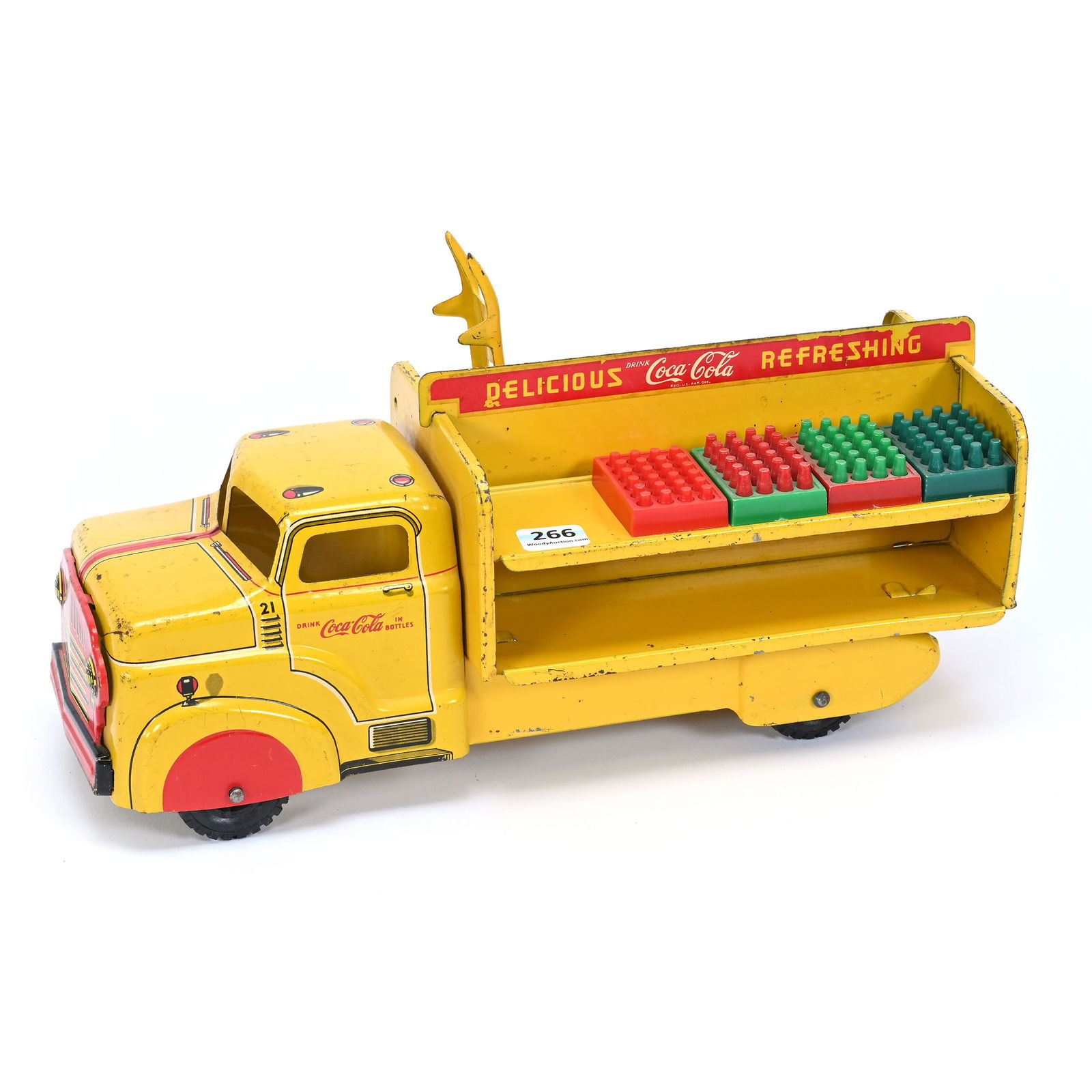 Coca-Cola Marx Metal Delivery Truck, 1954: Coca-Cola Marx Metal Delivery Truck, 1954, 5.25" x 12.5" x 5", Includes A Dolly And Cases Of Bottles Of Coke, Kansas Private Collection.