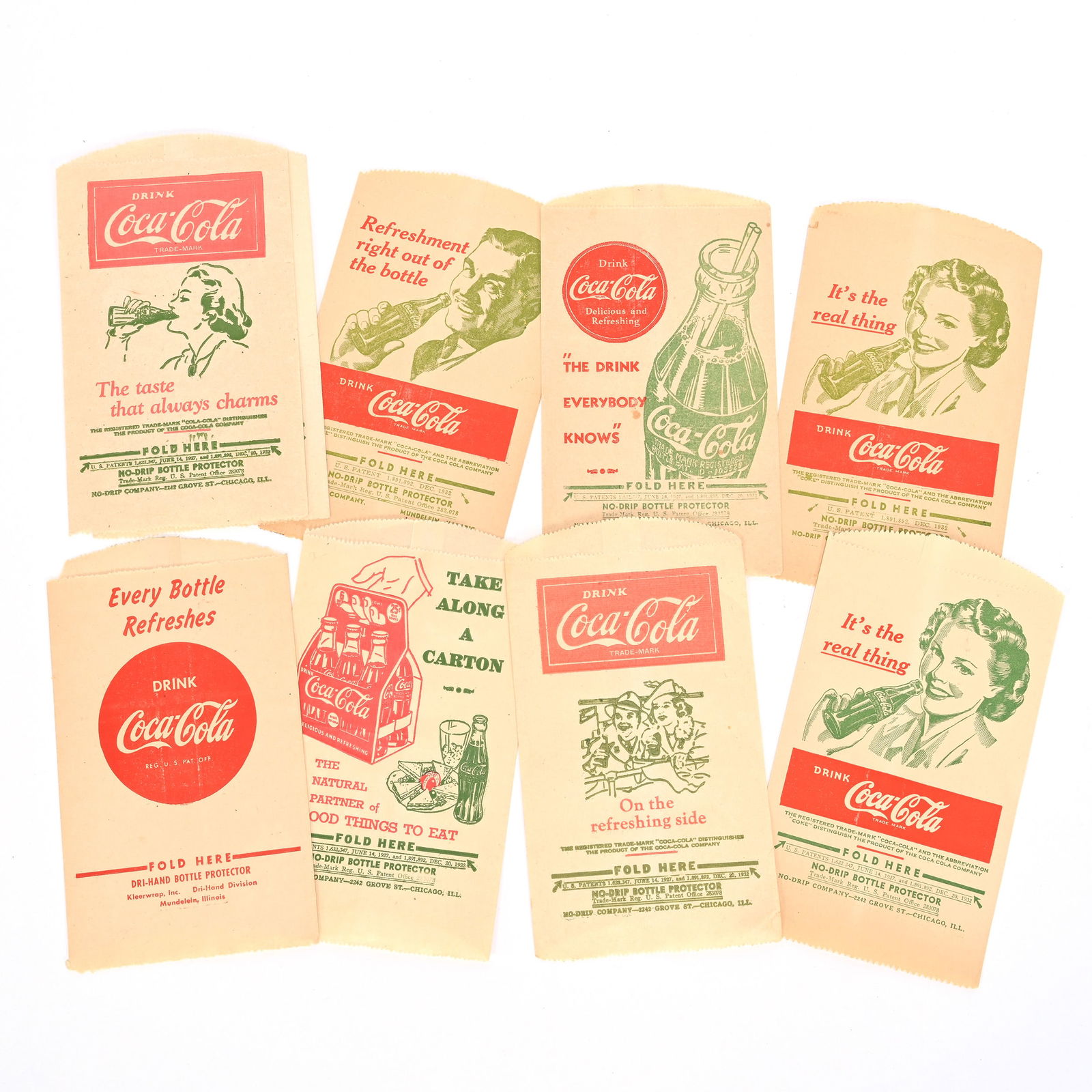 (9) Coca-Cola Drip Protector, Assorted, 1940's (1 of 1)