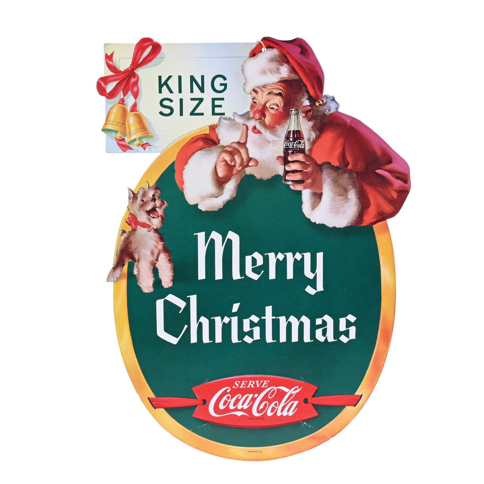 Coca-Cola Cardboard Die Cut Hanger And Bottle Topper, Oval, Christmas (1 of 2)