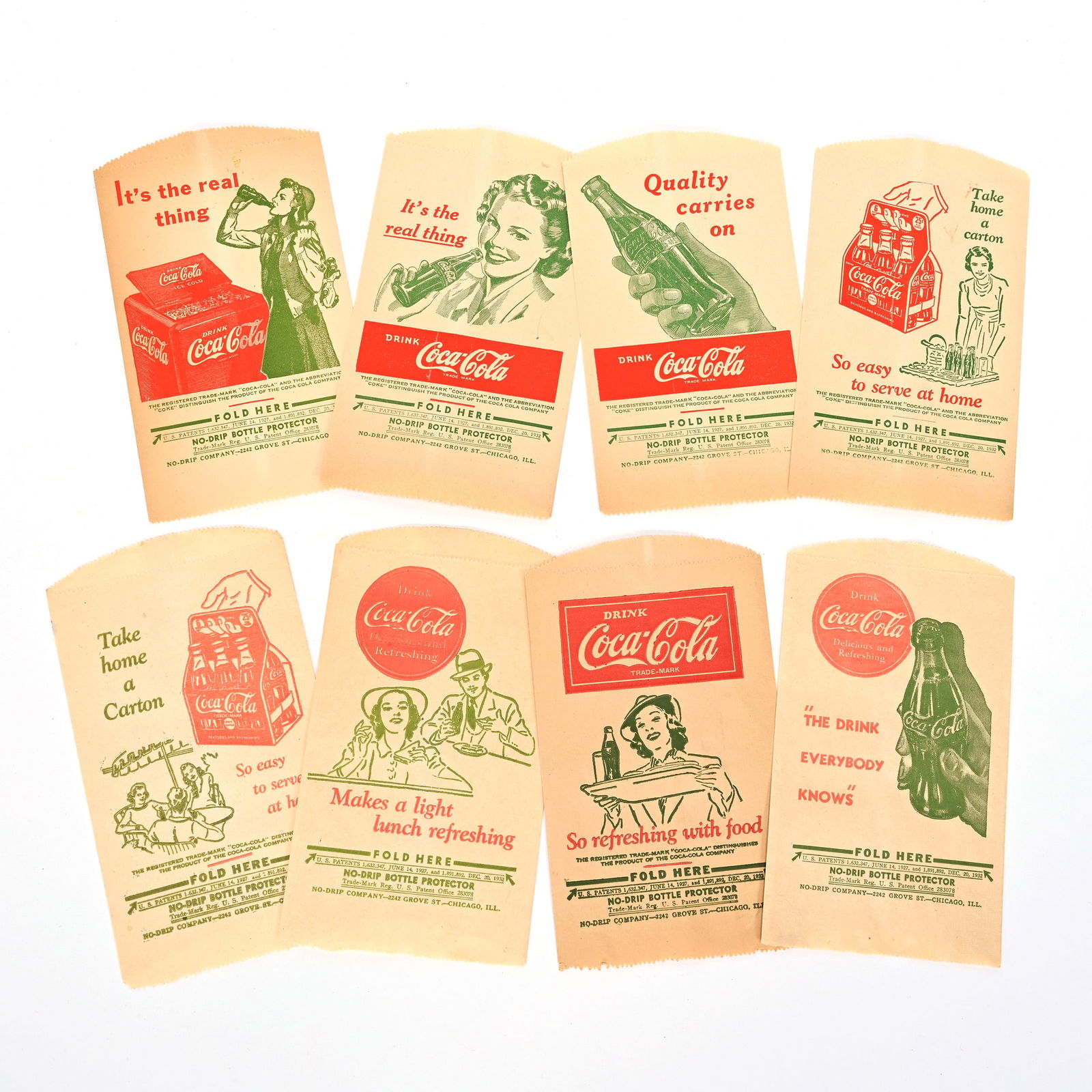 (8) Coca-Cola Drip Protector, Assorted, 1940's (1 of 1)