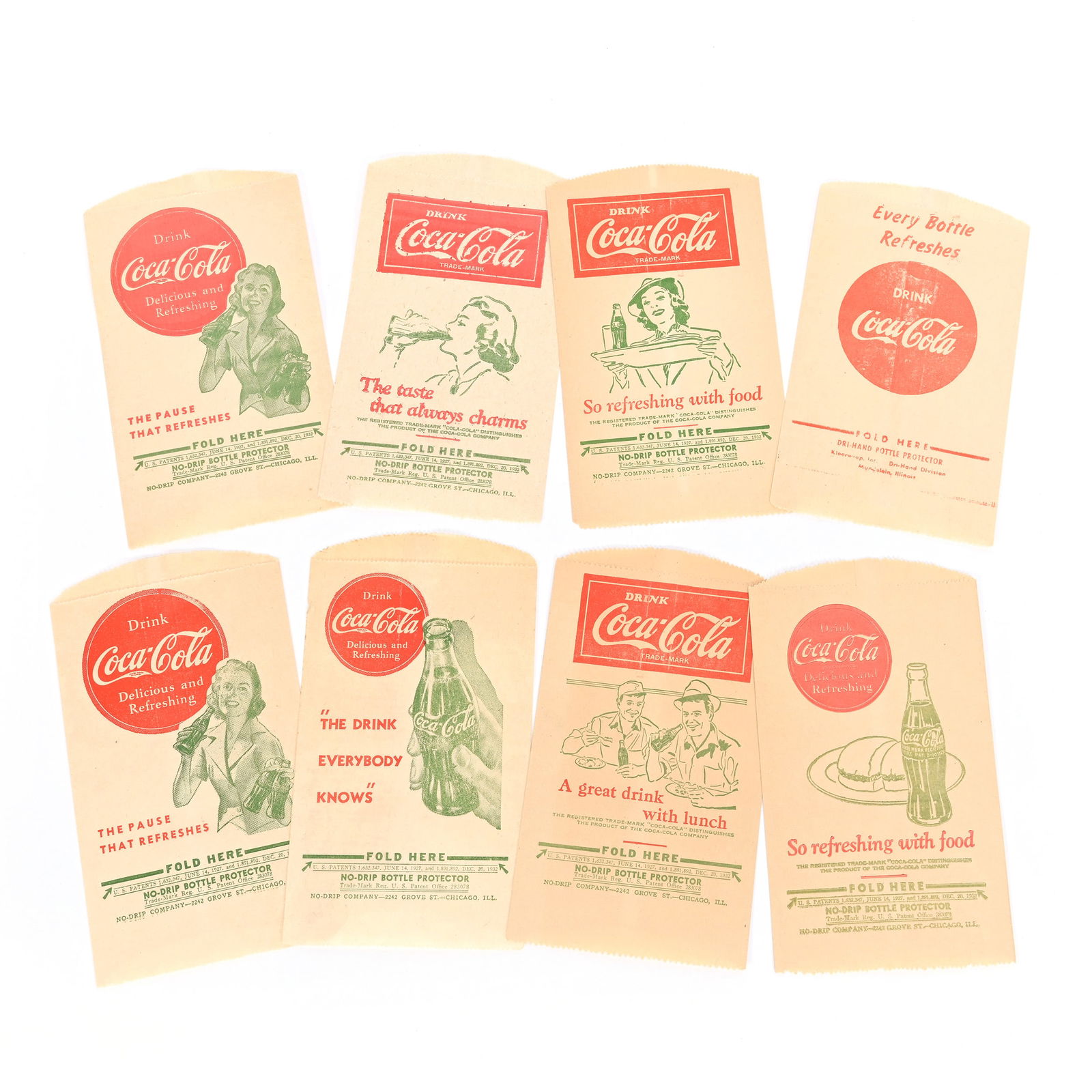 (8) Coca-Cola Drip Protector, Assorted, 1940's (1 of 1)