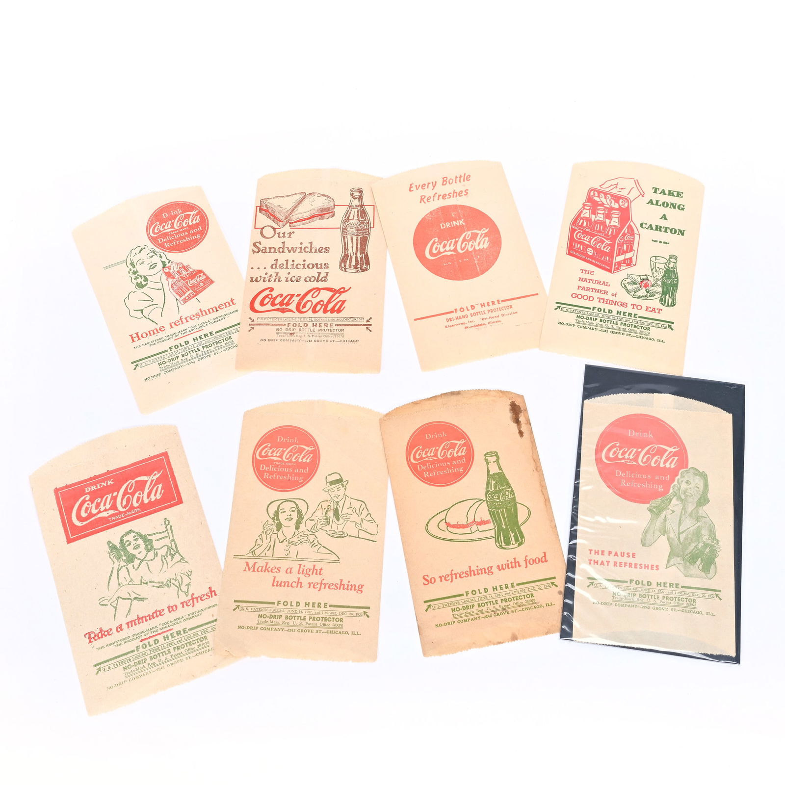 (8) Coca-Cola Drip Protector, Assorted, 1940's (1 of 1)