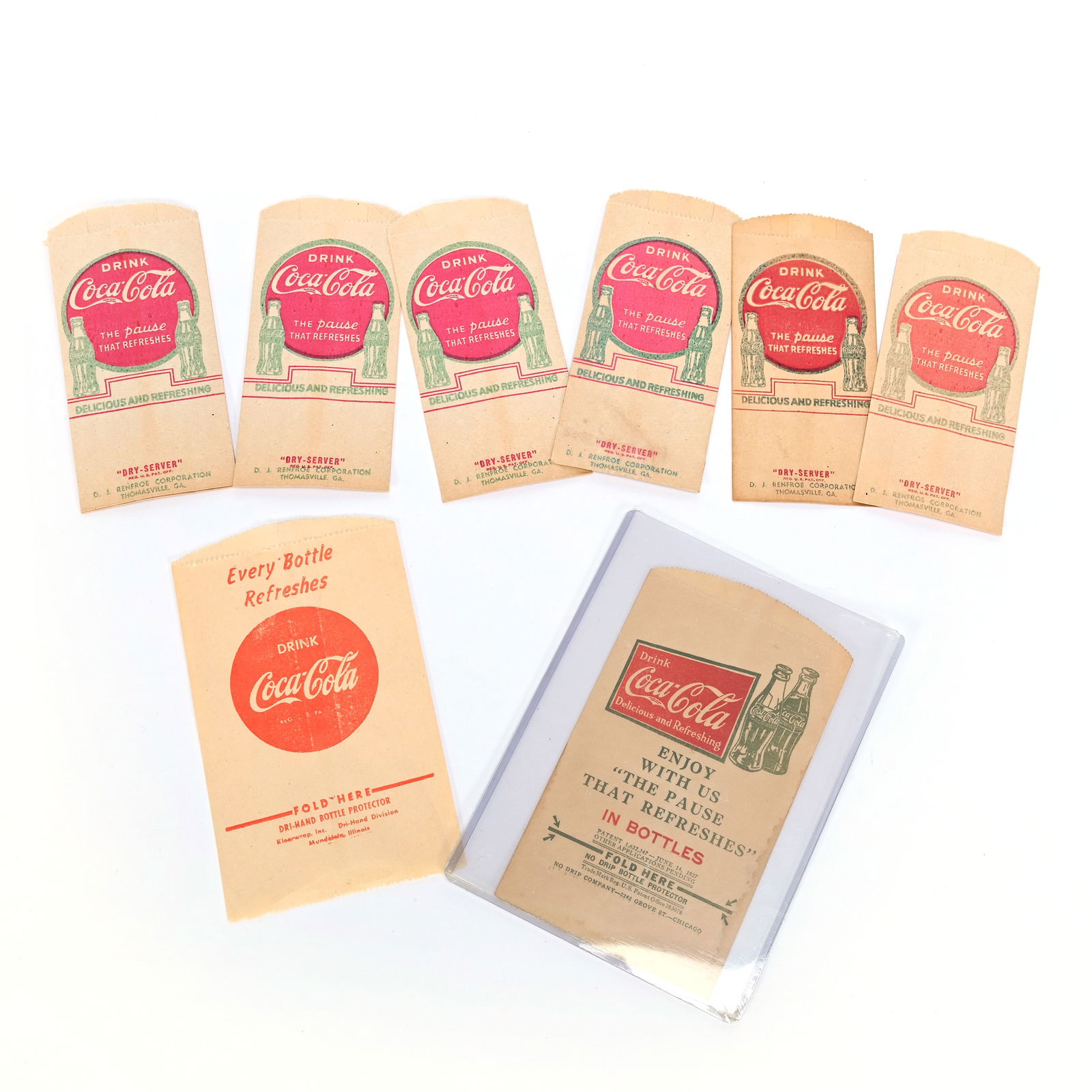 (9) Coca-Cola Drip Protector, Assorted, 1940's (1 of 1)