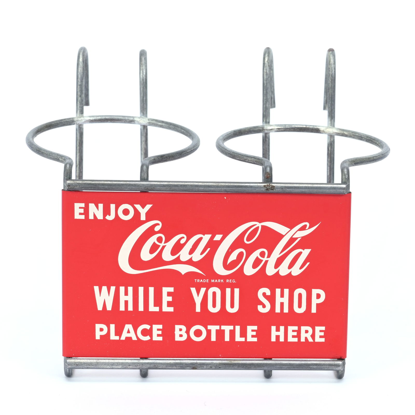 Coca-Cola Metal Shopping Cart Holder, Two Bottles (1 of 2)