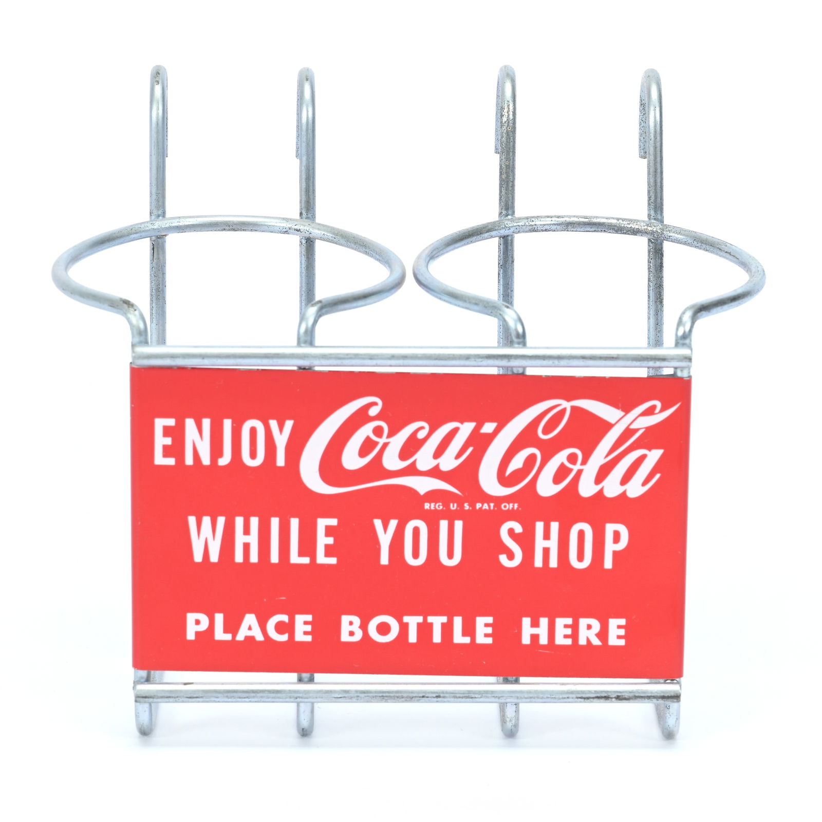 Coca-Cola Metal Shopping Cart Holder, Two Bottles (1 of 2)