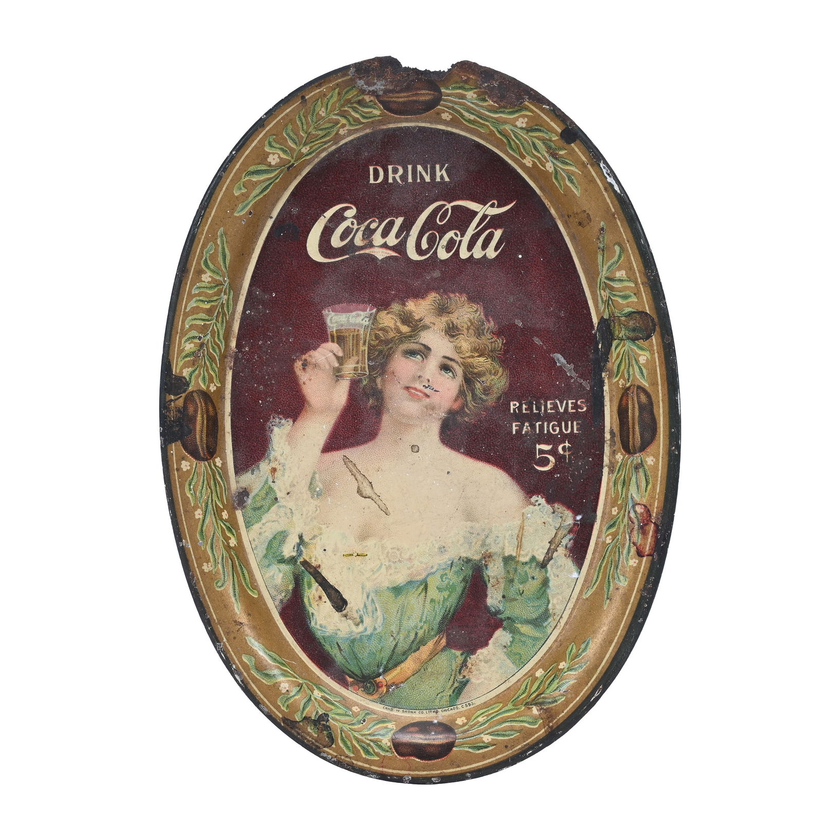 Coca-Cola 1907 Tip Tray, Rough Condition (1 of 2)