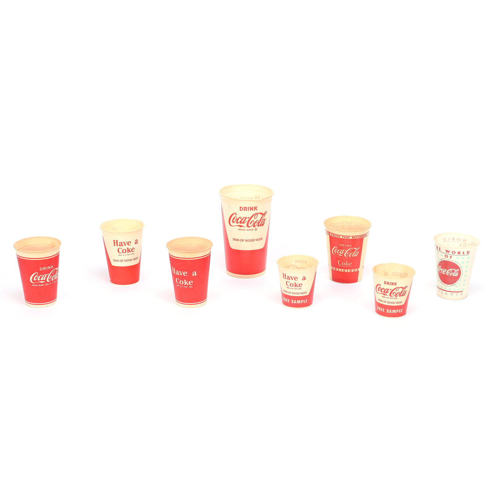 (8) Coca-Cola Paper Drinking Cups, 1950's (1 of 1)