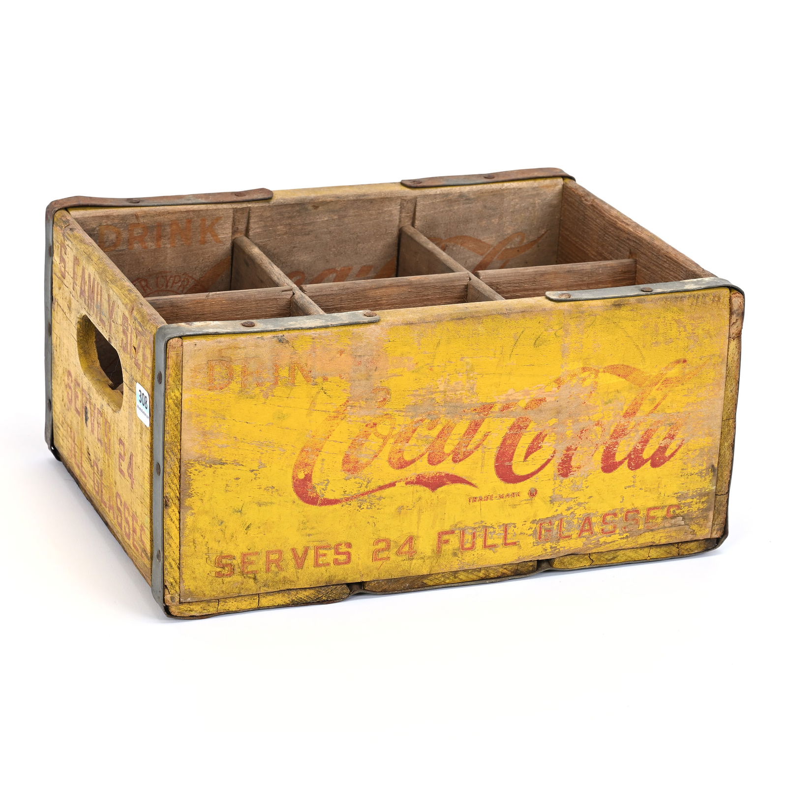Coca-Cola Yellow Wood Case, Family Size, 6 Bottle (1 of 2)