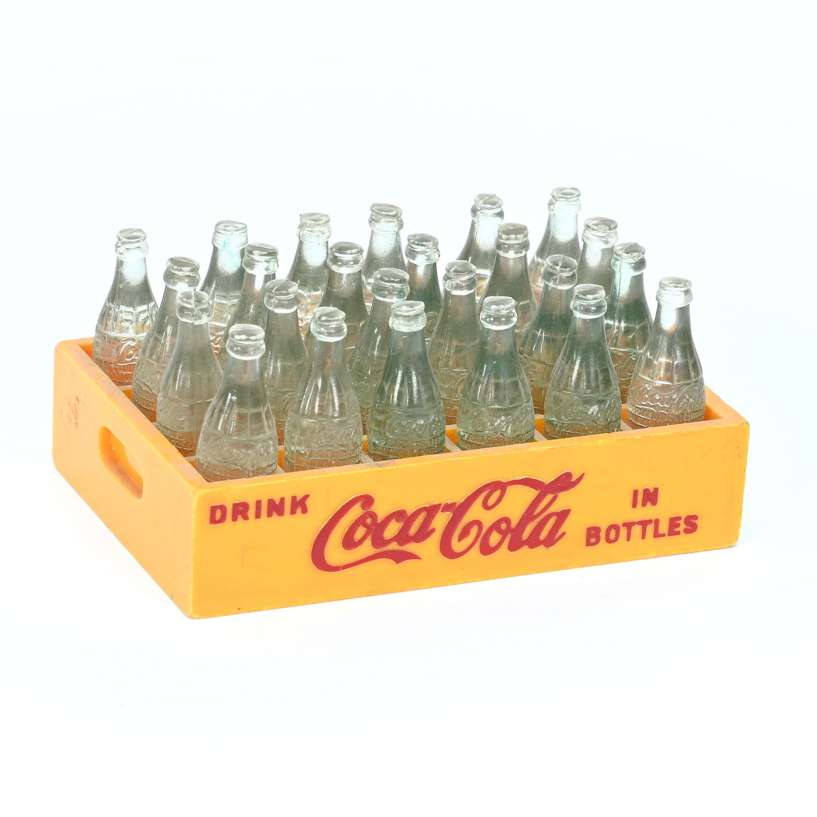 Coca-Cola Miniature Yellow Plastic Case With 24 Bottles (1 of 3)