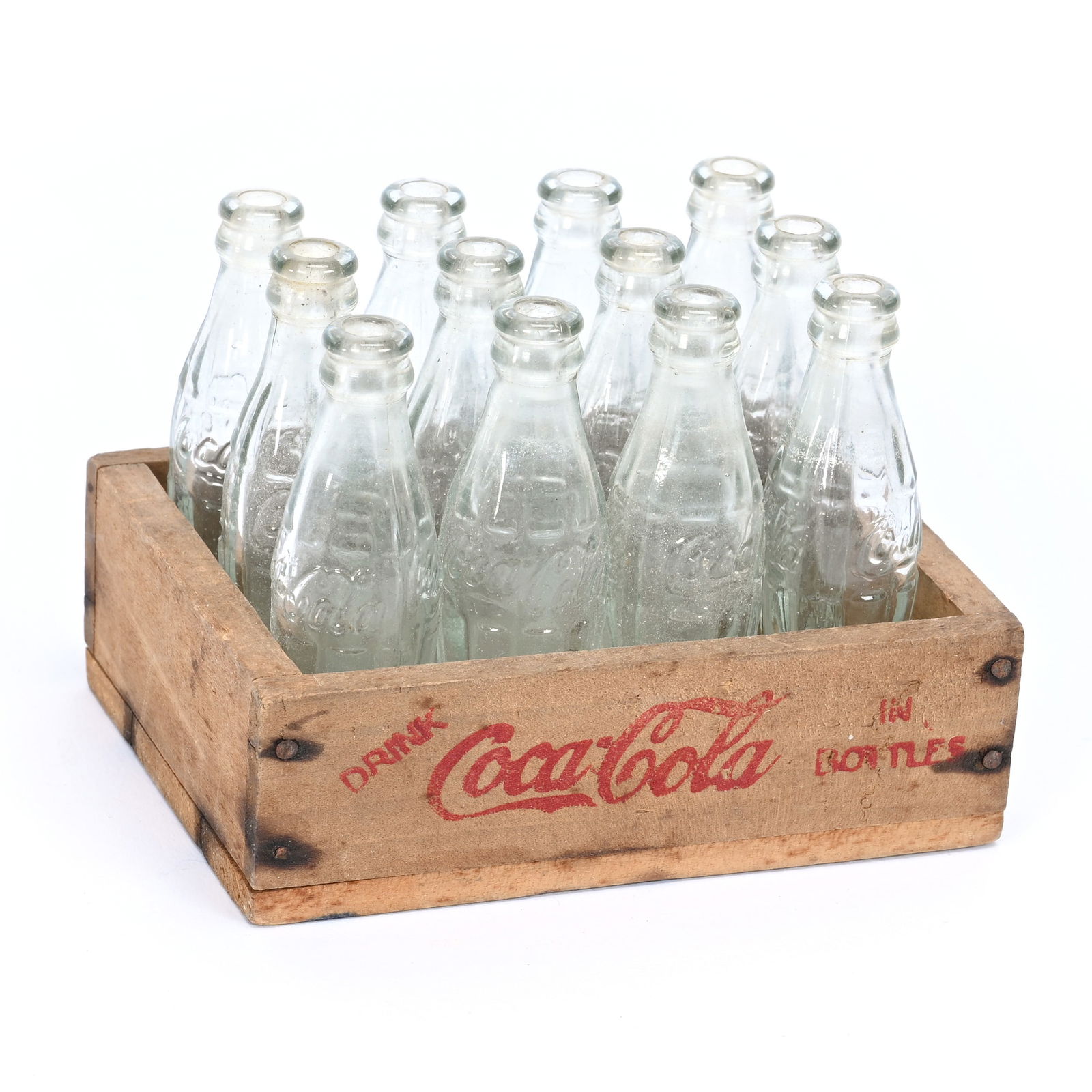 Coca-Cola Miniature Wood Crate, 12 Clear Bottles (1 of 2)